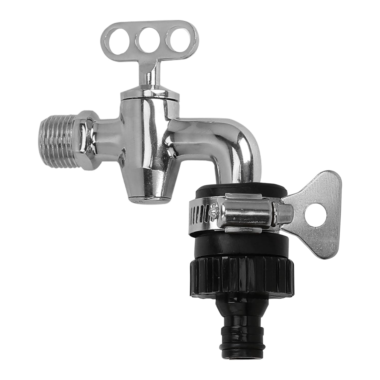 Garbnoire Heavy Duty Hose Pipe Fitting Standard Size 1/2 Inch Tap Connector for Garden Water Pipe & Car, Bike Washing Accessories | Universal Adjustable Adapter Suitable Connecting Hose Pipe (Black)