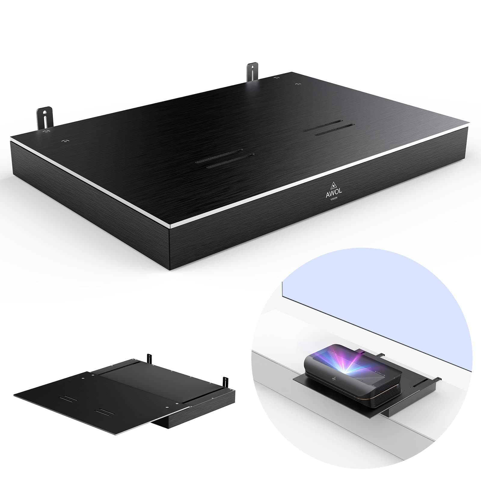 IC-A150 Motorized Slider Tray for Ultra short throw(UST) projector, extend to 150" picture, automatically Retractable Tray telescopic design, smart syncs with projector's power