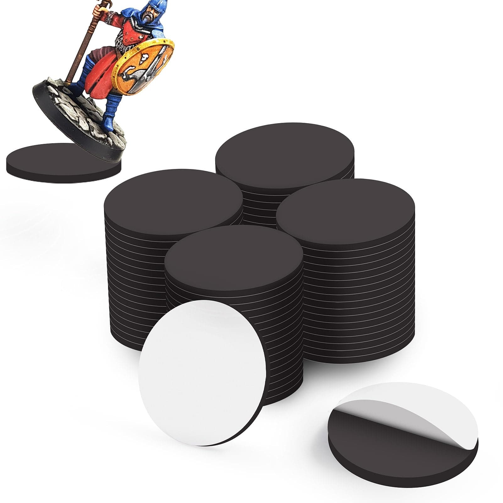 Miniature Magnetic Self-adhensive Round Bases for Wargames Flexible Sticky Magnets (Round 32mm-70pcs)
