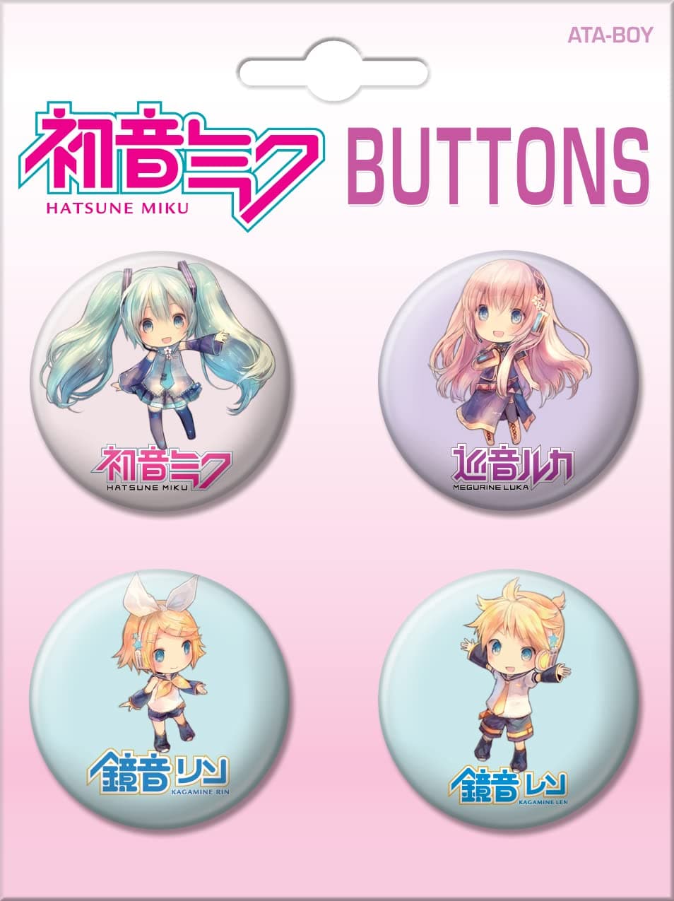 Ata-Boy Hatsune Miku Chibi Characters Set of 4 1.25" Collectible Buttons