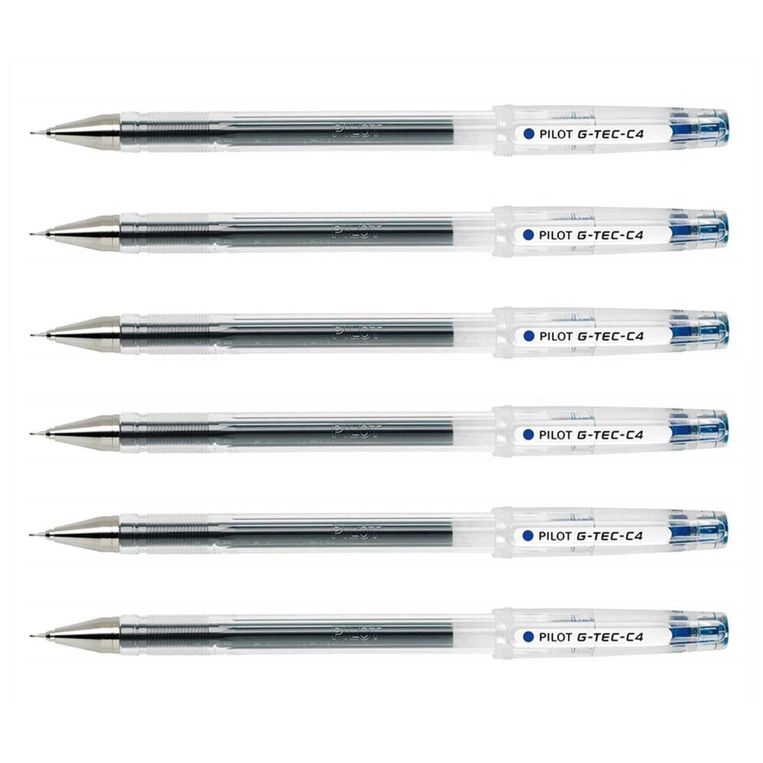 G-Tec-C4 Gel Ink Roller Ball Pens, Blue, Set of 6