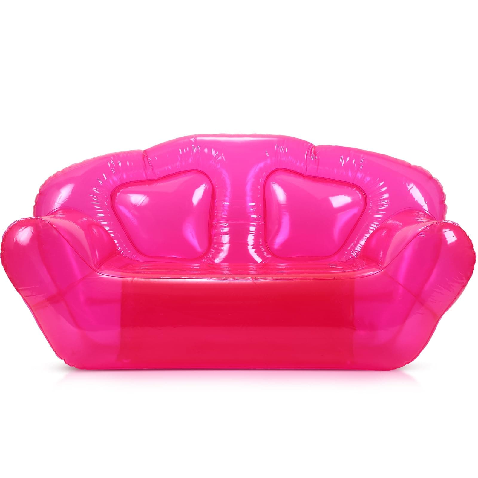 Kigley Inflatable Chair Blow Up Couches Transparent Inflatable Sofa Seat Yard Patio Portable Air Couch Furniture for Outdoor Indoor Camping Beach Room(Double Seat,Pink)