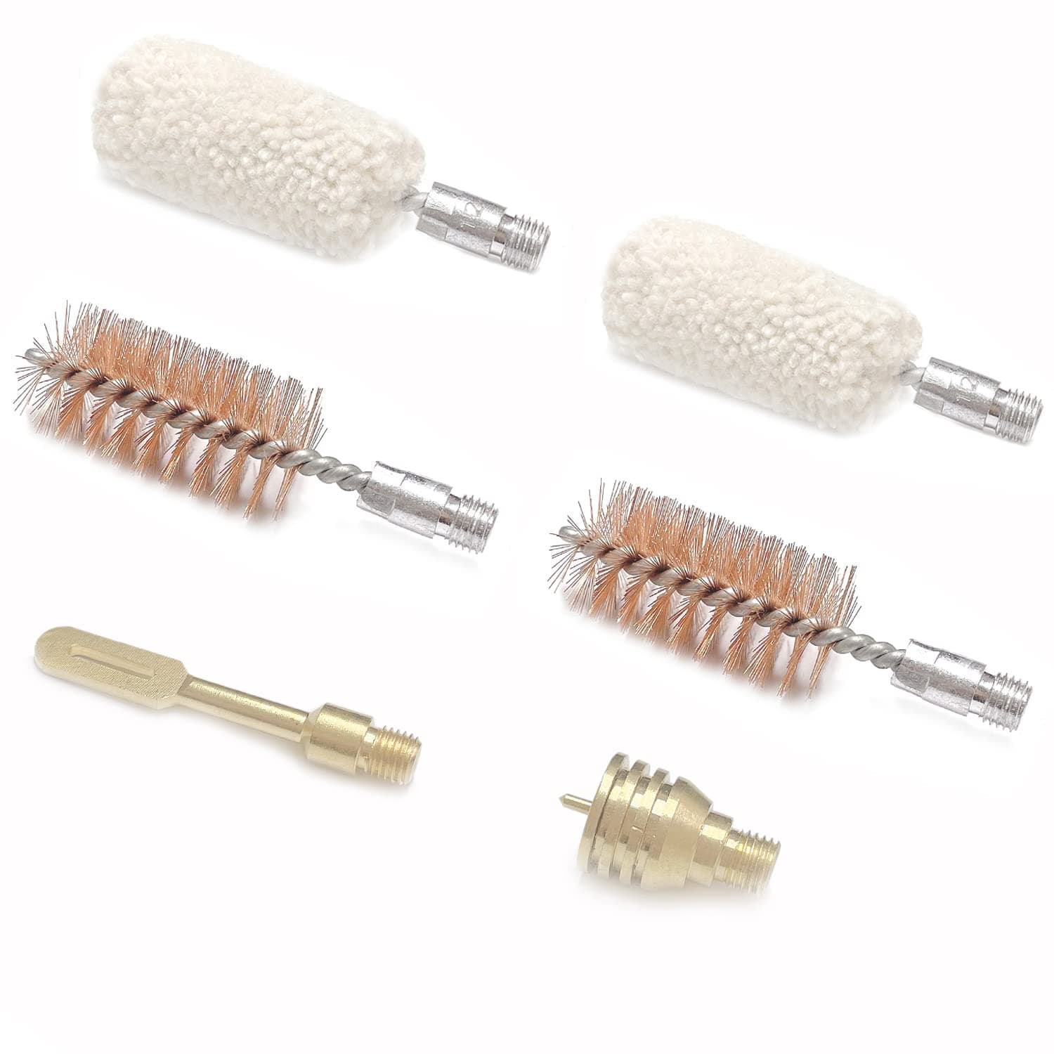 6 Pack Bore Brush/Swab Cleaning Kit Phosphor Bronze Cotton Brushes Brass Jag Slotted Tip, Bore Brushes Mop Brushes for 5.56mm/7.62mm/9mm/12GA