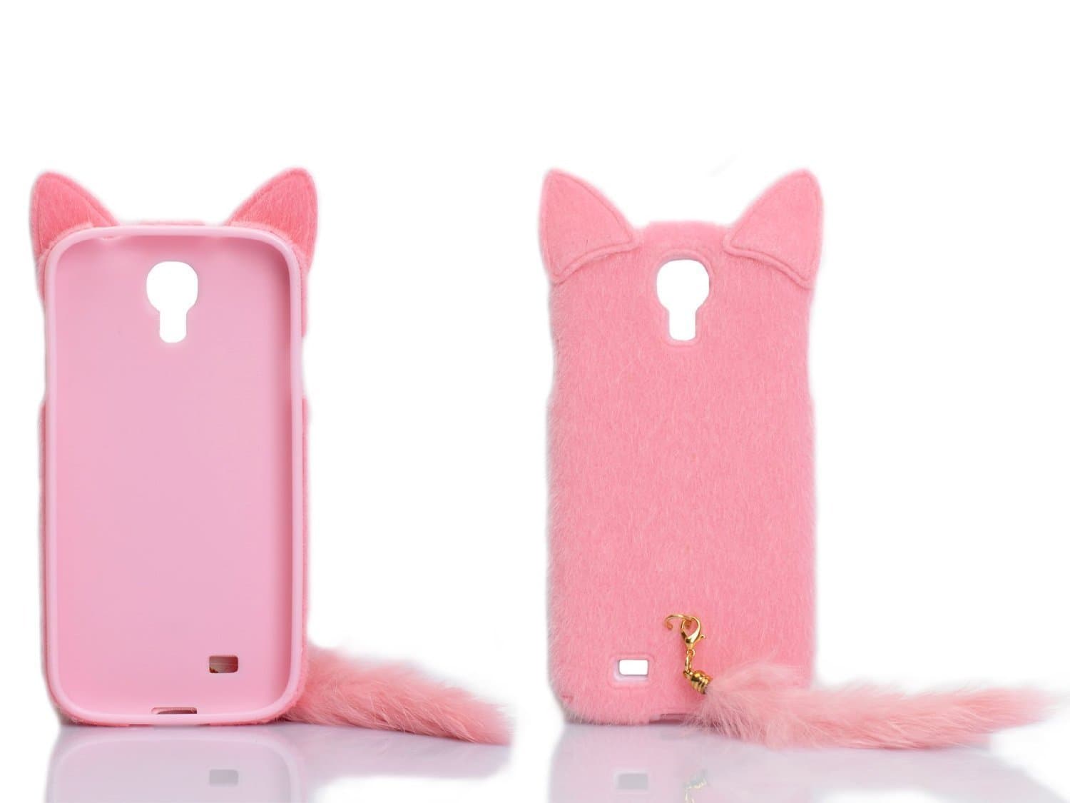 W-RainBow Samsung Galaxy S4 Case Pink Lovely Cartoon Fluffy Plush Tail Cat Flexible TPU Snap On Embedded Case Cover For Samsung Galaxy S4 IV i9500