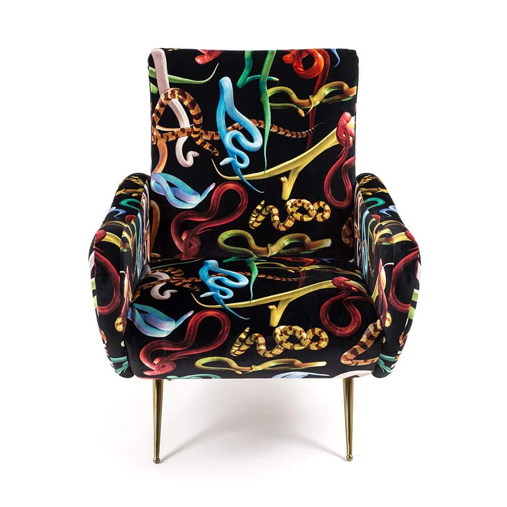 Seletti Toiletpaper Armchair with snakes decor