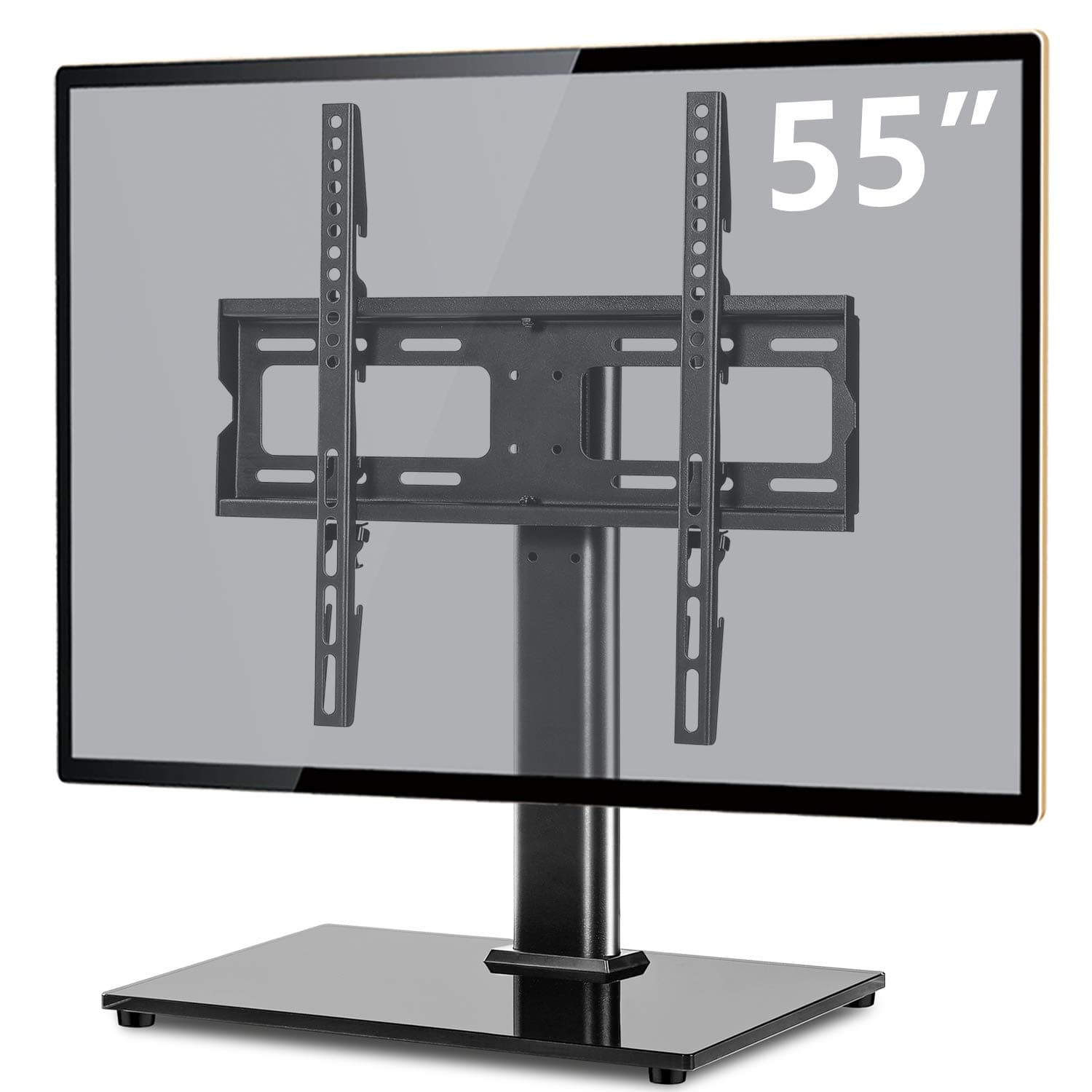 TAVR Universal Swivel TV Stand Base Tabletop TV Stand for 27 32 42 43 47 50 55 inch LCD LED Flat Screen TV-Height Adjustable TV Mount Stand with Tempered Glass Base,Hold up to 88lbs,MAX VESA 400x400mm