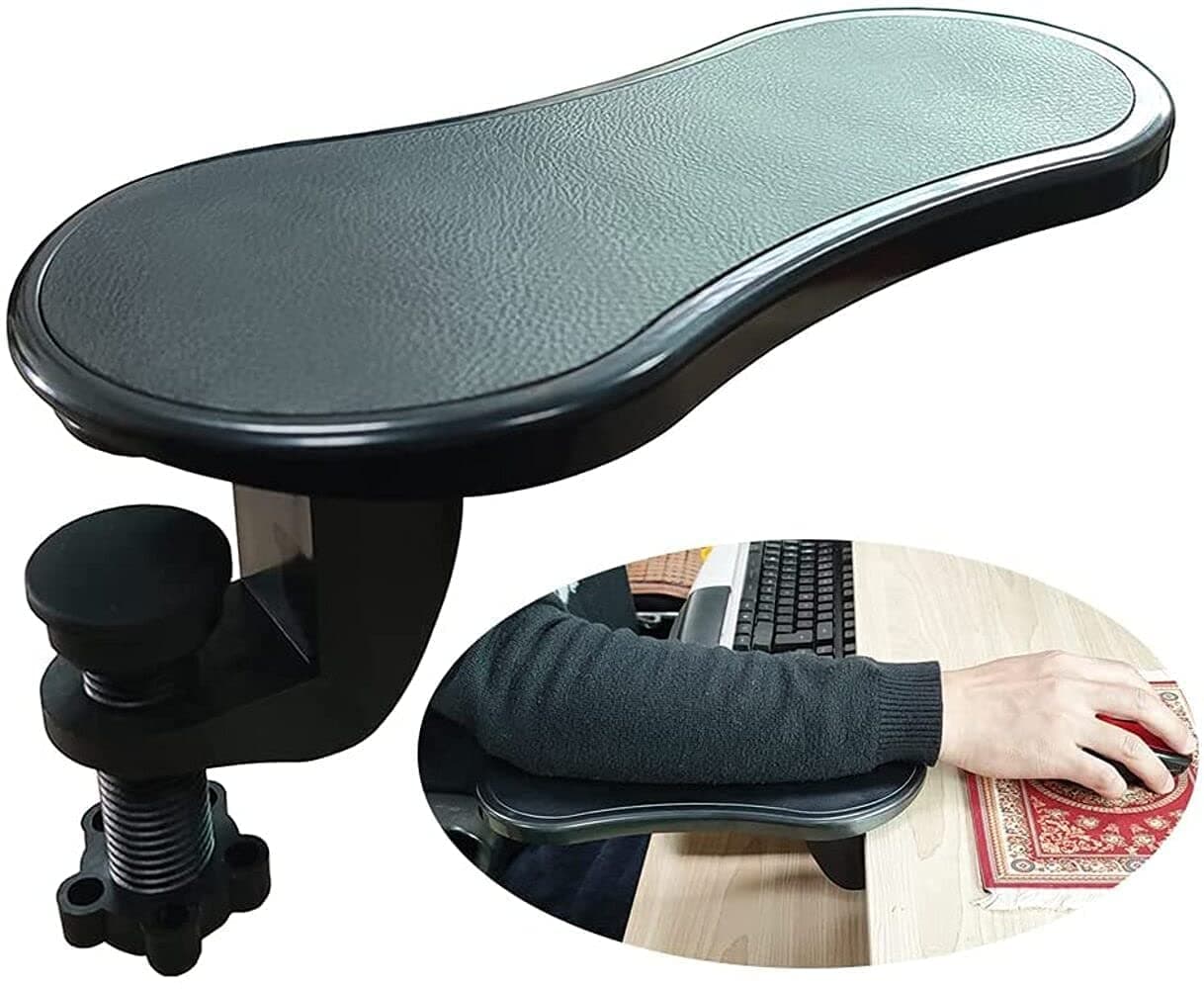 Adjustable Arm Rest Pads for Desk – Ergonomic Chair and Desk Extender for PC & Laptop, Attachable Rotating Armrest Wrist Support for Home Office Setup – Black (Pack of 1)
