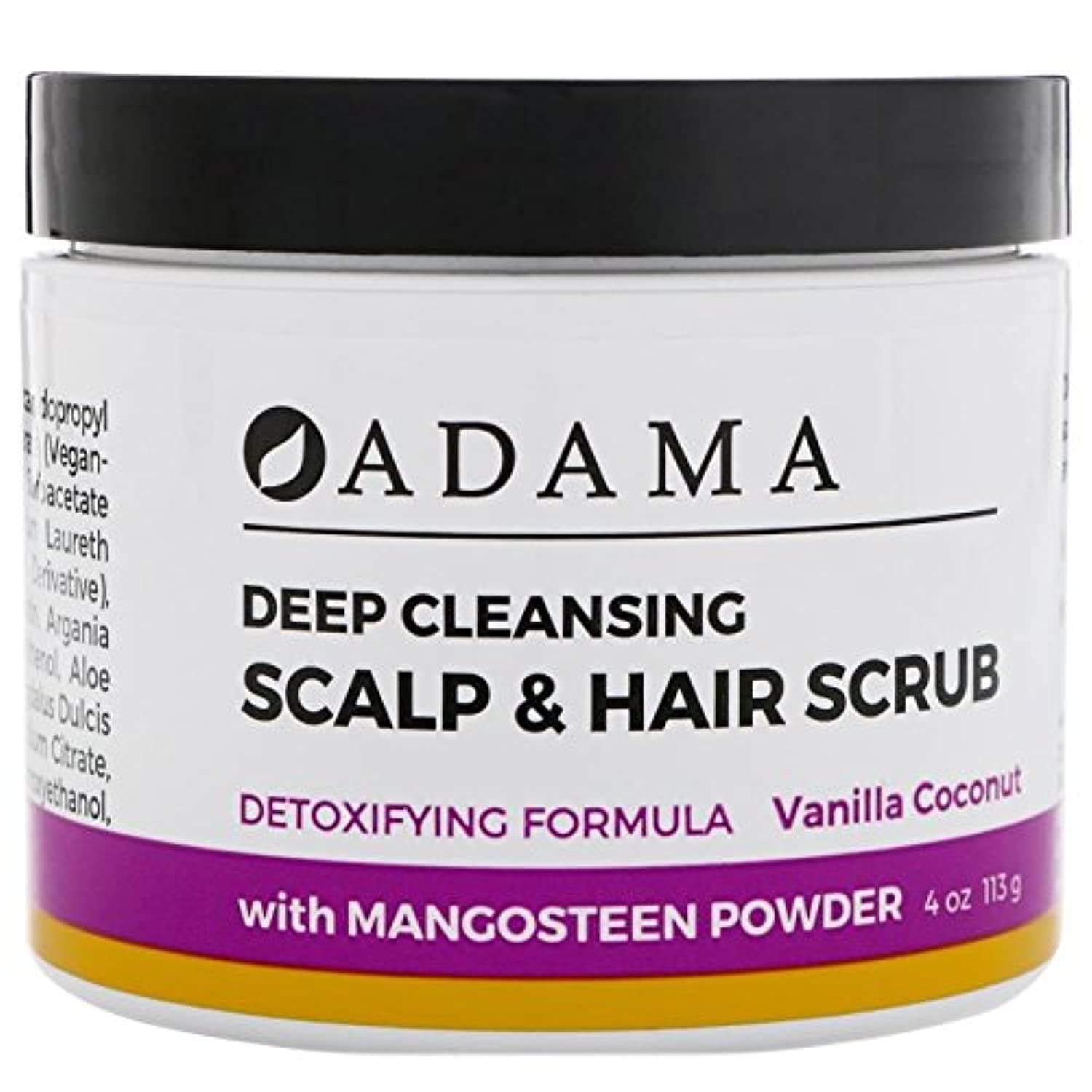 Zion Health Adama Deep Cleansing Scalp & Hair Scrub, Vanilla Coconut, 4oz (113 g)