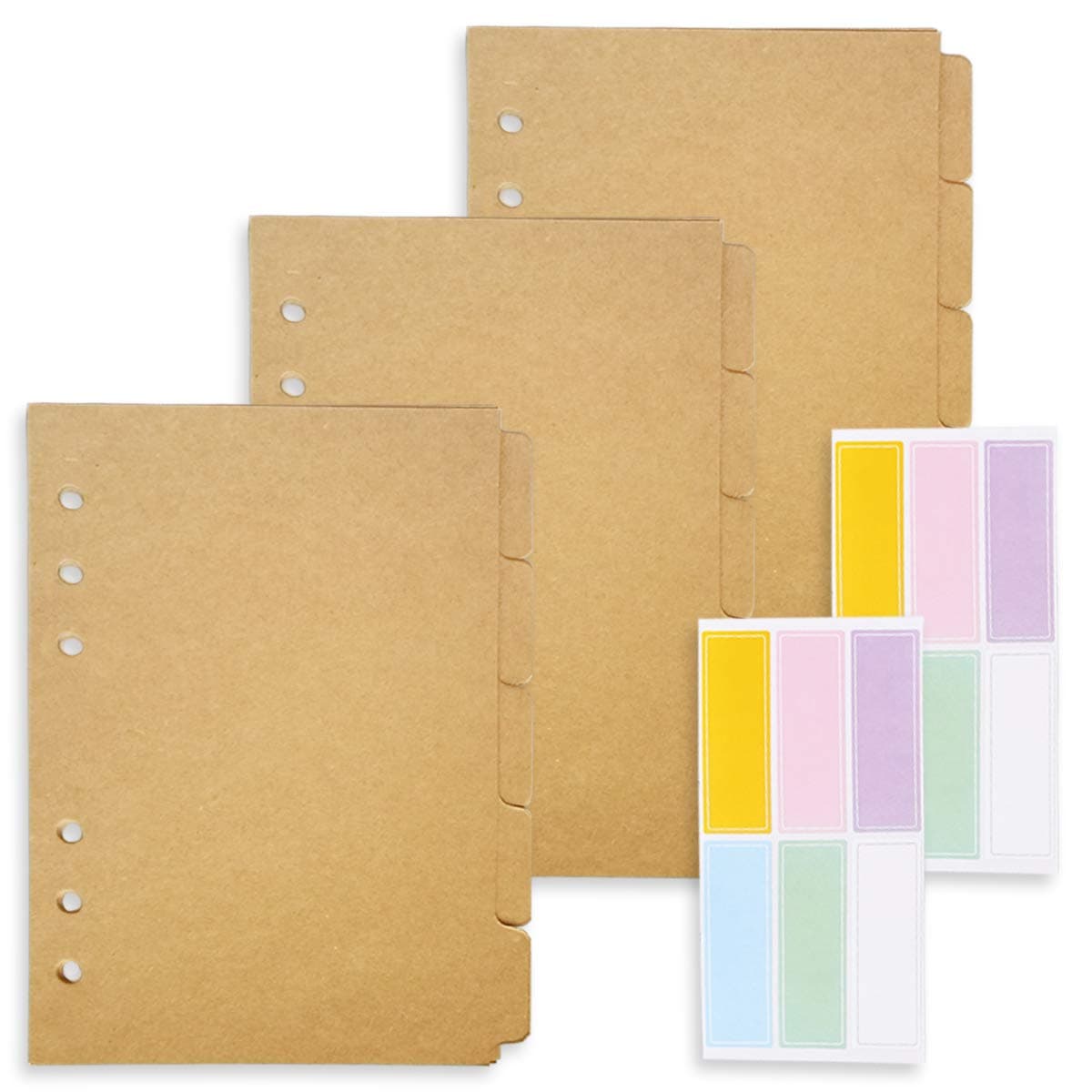 A5 Index Paper, 8.19x5.9, 5Pcs per Set, 3 Sets per Pack, Craft Color Paper Divider, for 6 Holes Filofax, 6 Holes Binder(Harphia, DIYD-013-A5-Craft)