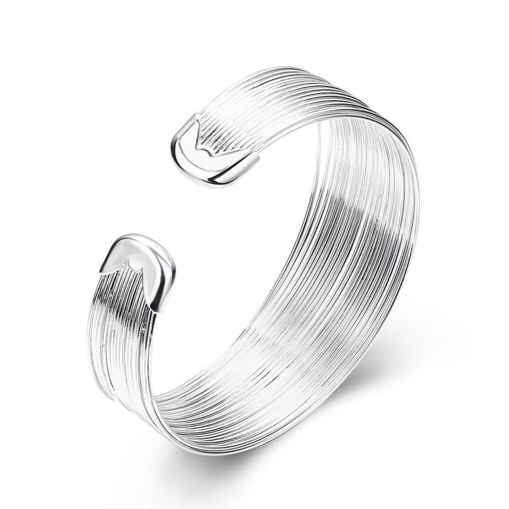 KACONSterling Silver Bangle Bracelet, Fashion Simple Open Bangles Cuff bracelets for Women