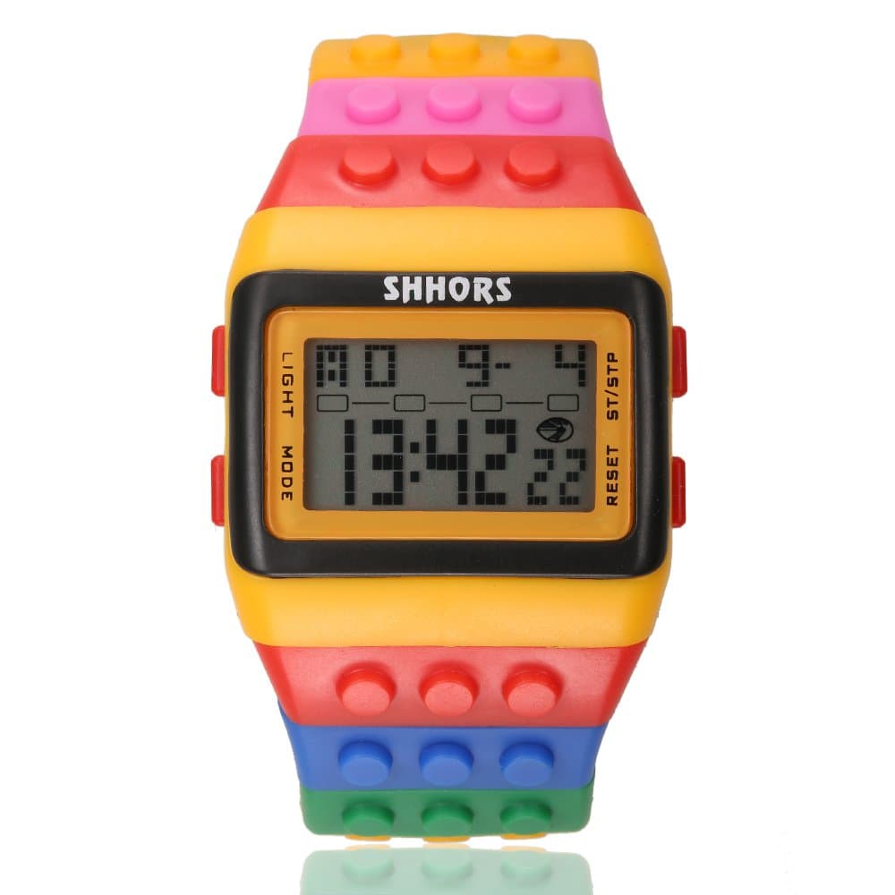 SHHORS Unisex's Colorful LED Digital with Calendar & Chronograph & Alarm Wrist Watches for Men/Women-Rainbow