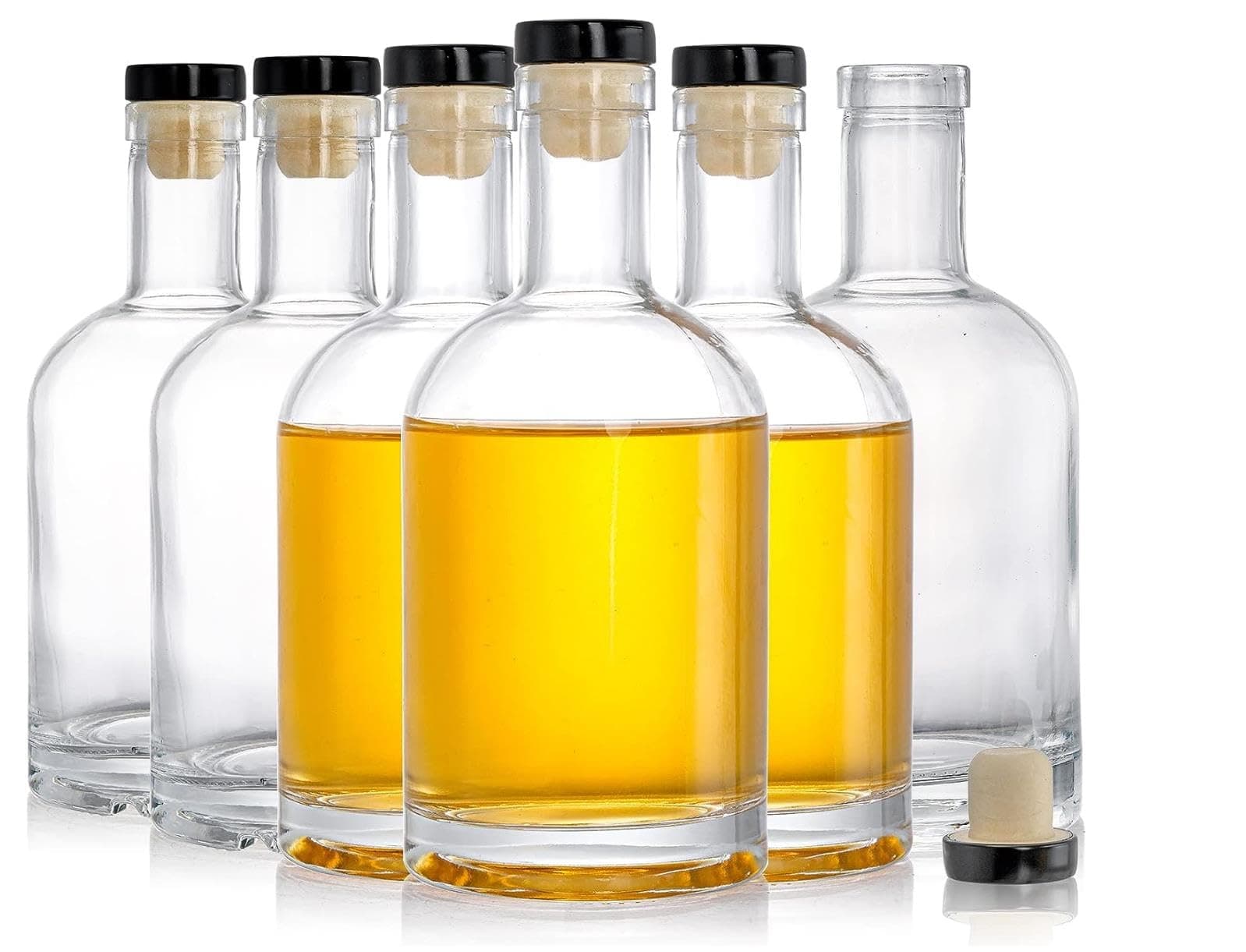 FUFU 6Pack 100ml Glass Bottles with Cork Clear Glass Bottles Nordic Bottles with Stopper Empty Heavy Base Wine Bottles for Wine Beverages Drinks Beer Water Soda 100ml