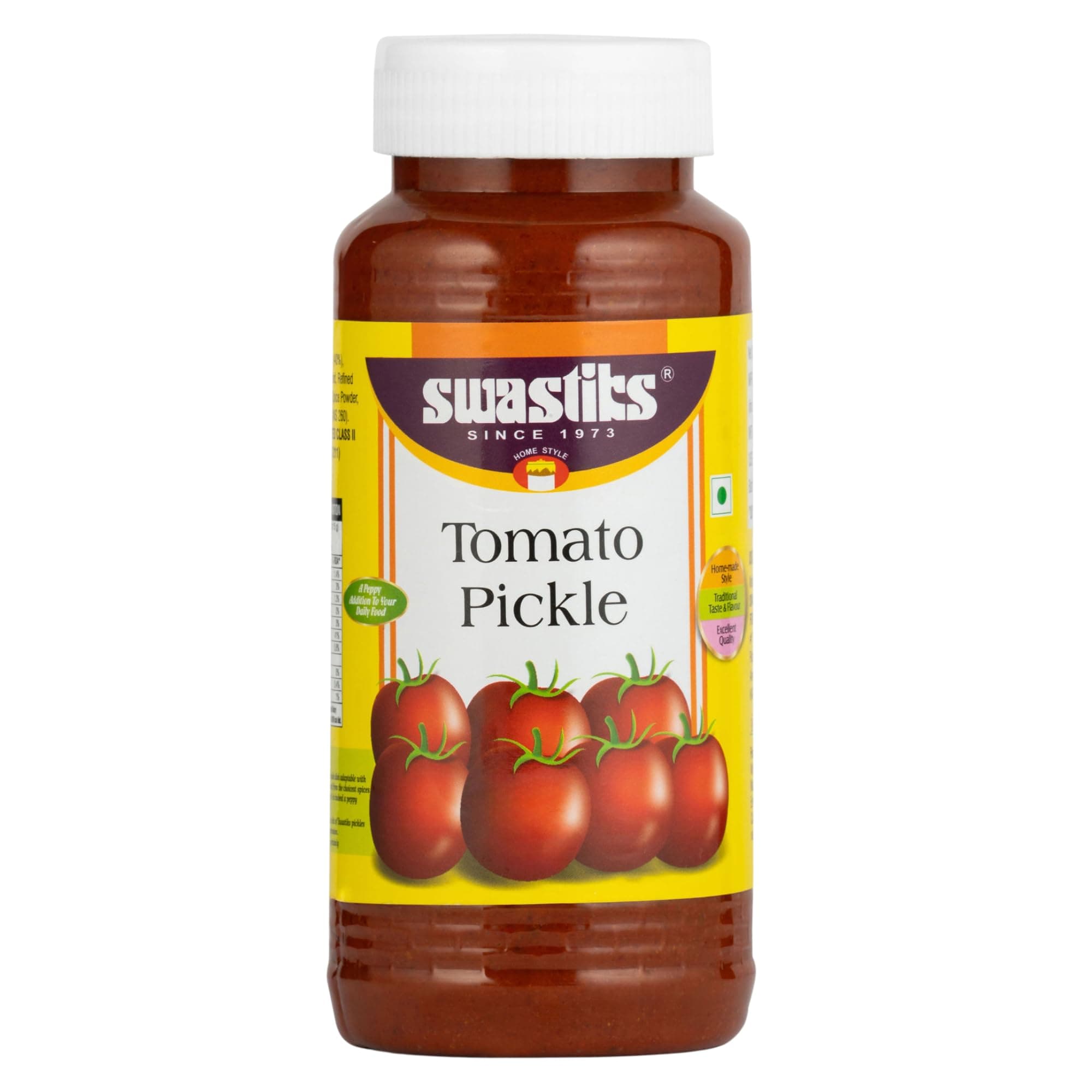 Swastiks Tomato Pickle 300g | Andhra Style Tomato Achar | Spicy & Tangy South Indian Pickle | Traditional Indian Homemade Taste | Oil-Based Ready to Eat Condiment