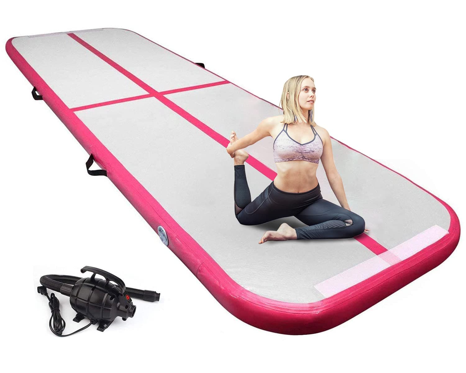 EDOSTORY Inflatable Air Gymnastics Mat 10ft/13ft/16ft/20ft Training Mats 4 inches thick Gymnastics Tracks for Home/Training/Cheerleading/Yoga/Water Sports with 600W Electric Pump