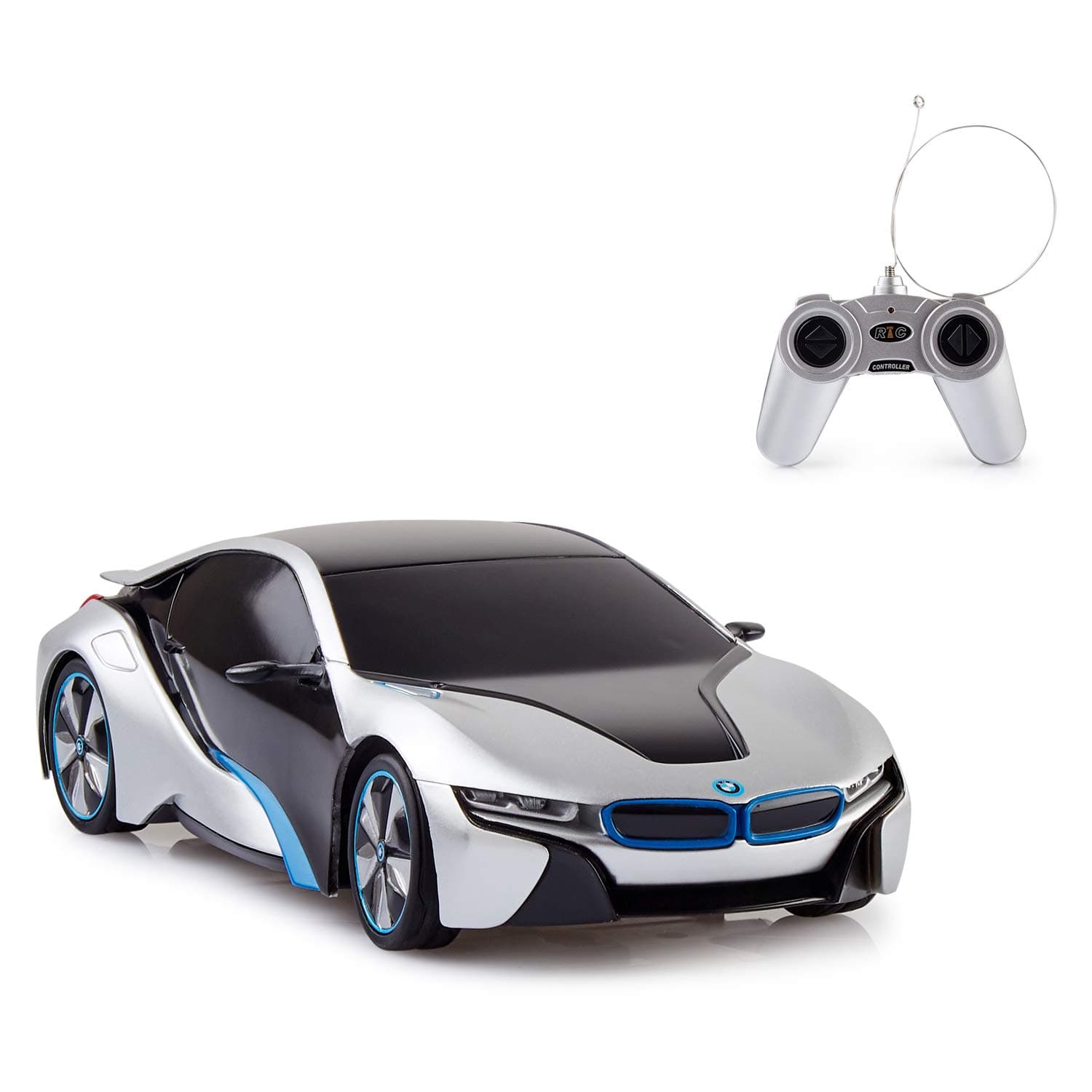 ToysCentral BMW i8 Concept 1:24 Scale Remote Controlled Car, Officially Licensed Rastar Model, Metallic Silver