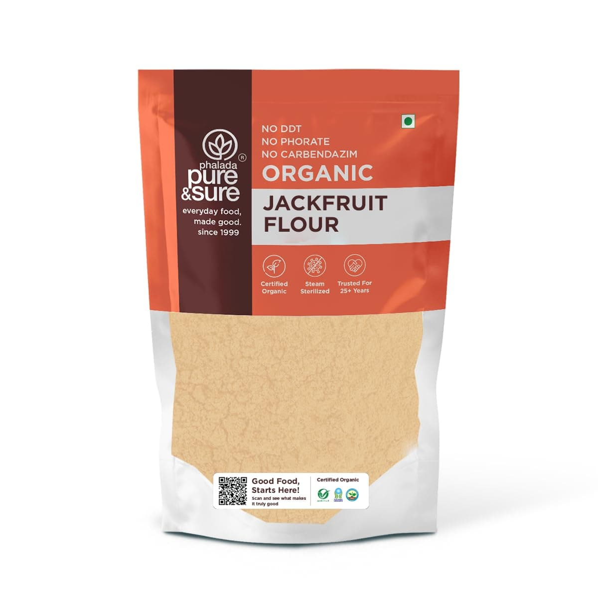 Pure & Sure Green/Raw Jackfruit Flour (Atta) 500G | 100% Naturally Processed Kathal Atta | Gluten Free | No Preservatives & No Trans Fats | Helps Control Blood Sugar levels