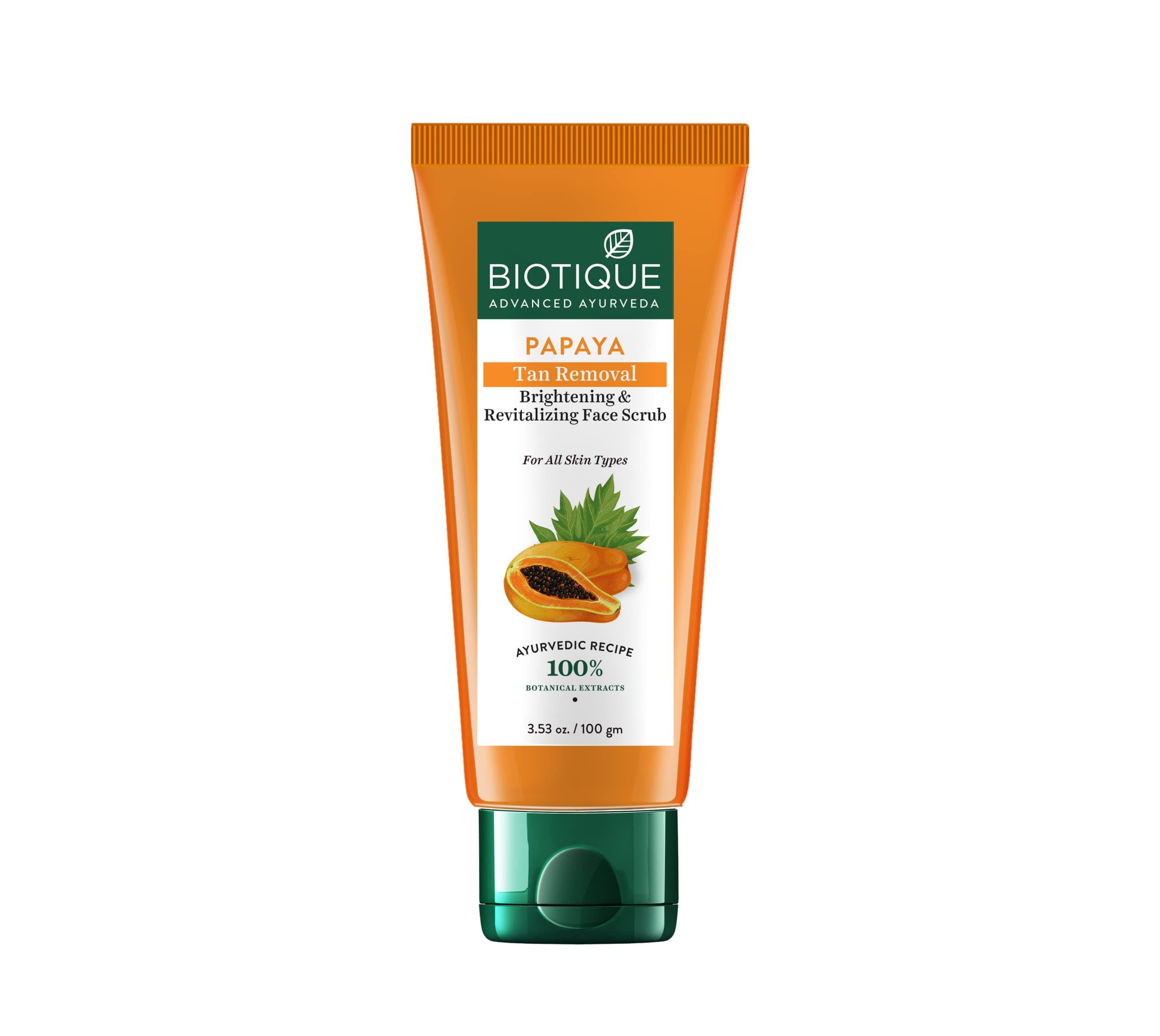 Papaya Tan Removal Brightening & Revitalizing Face Scrub | Gentle Exfoliation | Smooth and Clear Complexation | 100% Botanical Extracts| Suitable for All Skin Types | 100g