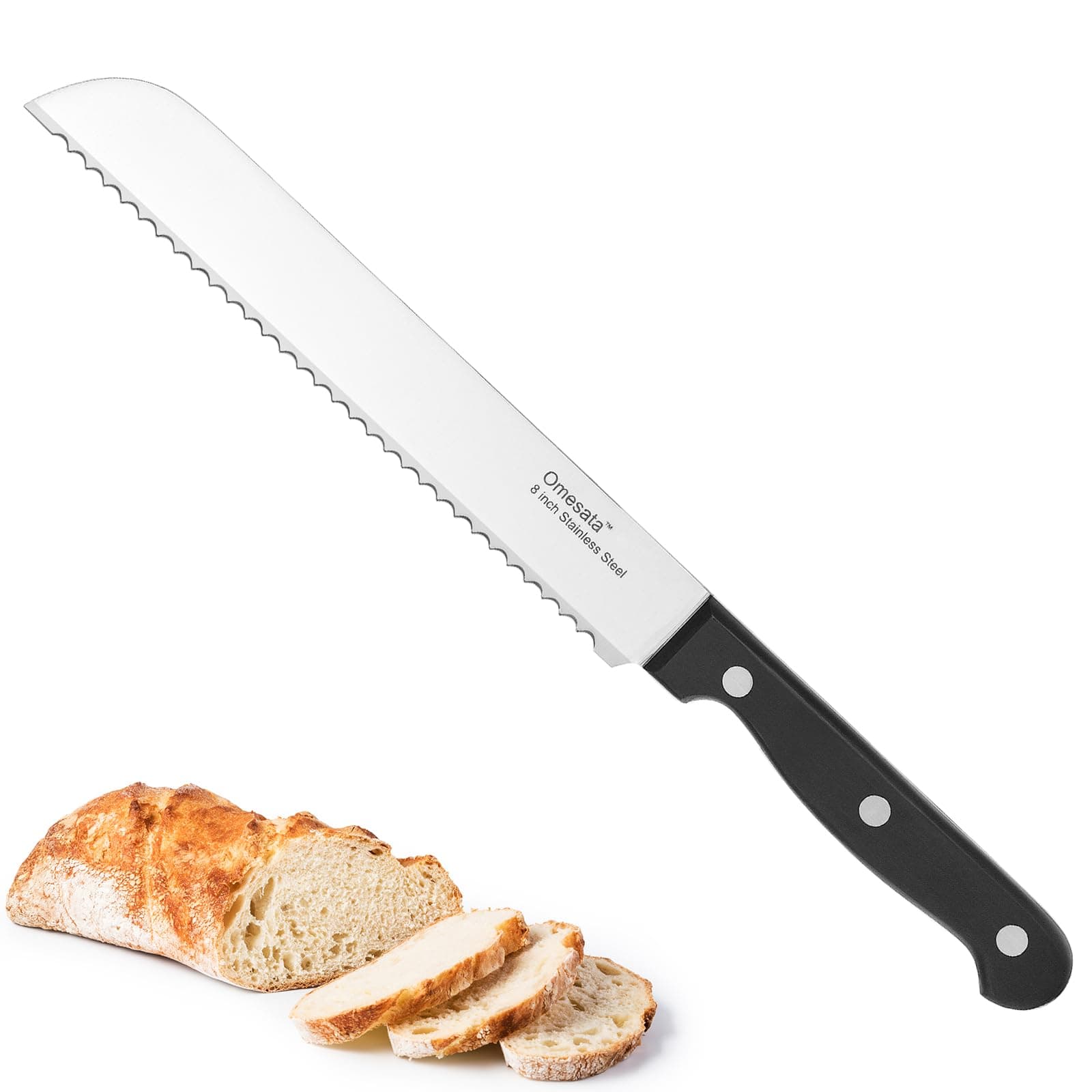 Bread Knife, Serrated 8 inch Bread Knifes for Homemade Bread Sourdough, Blade Razor Sharp and Wavy Edge from Professional Stainless Steel