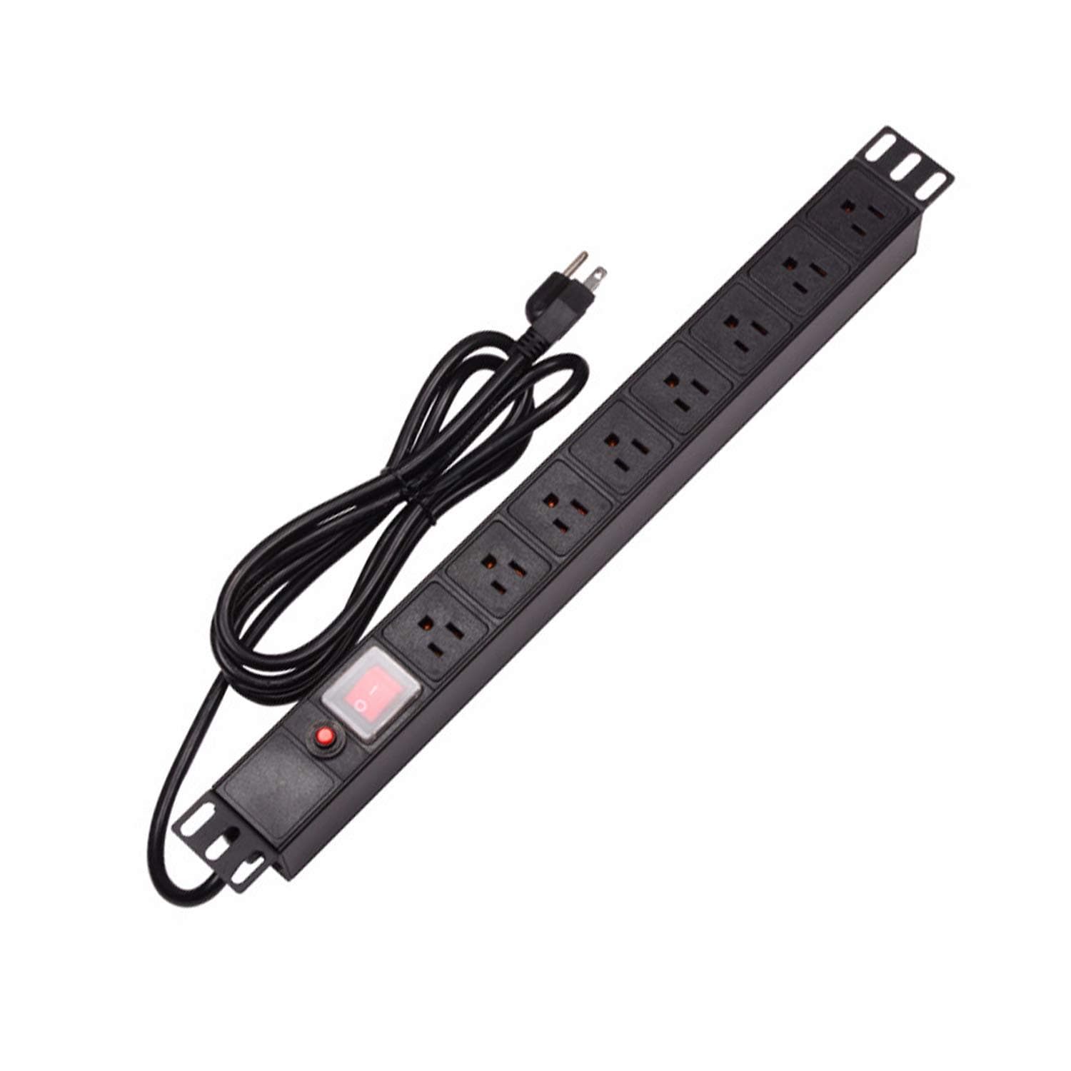 Xenocam 19" 1U Rack Mount Power Distribution Unit PDU,Rack Power Strips,8 outlets,6ft Cord,1U/15A/125V,Aluminum Alloy with switches