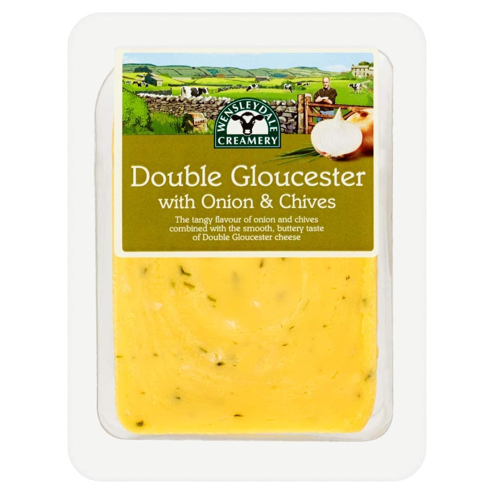 Wensleydale Creamery Double Gloucester Cheese with Onion & Chives, 180g
