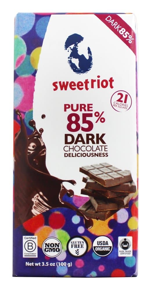 SWEETRIOT Organic 85 Percent Dark Chocolate Bar, 3.5 OZ