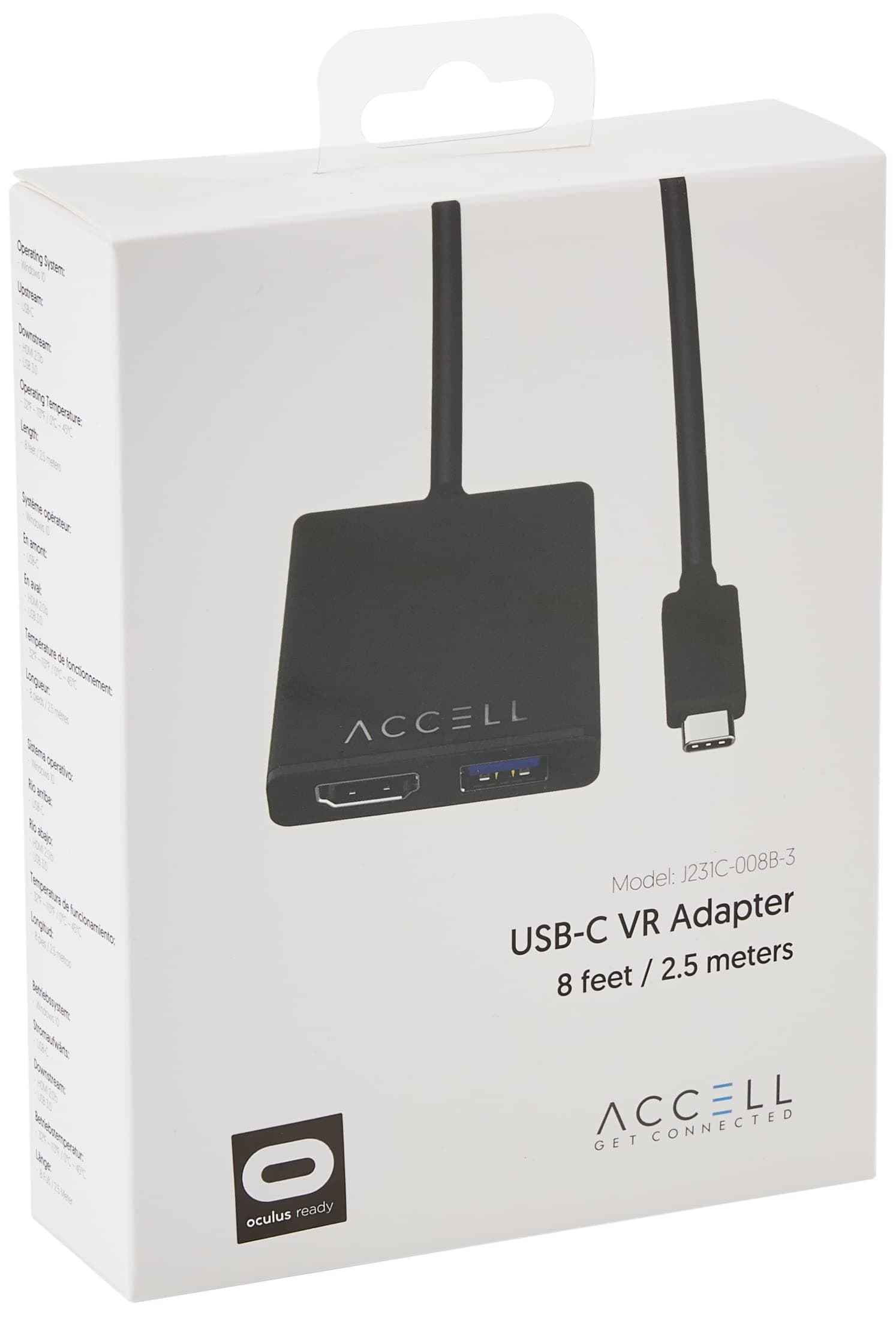 AccellUSB-C VR Adapter - USB-C to HDMI & USB Compatible with Oculus Rift and Windows Mixed Reality Headsets including HTC Vive Samsung Odyssey+ Dell Visor Lenovo Explorer HP Acer & Asus WMR
