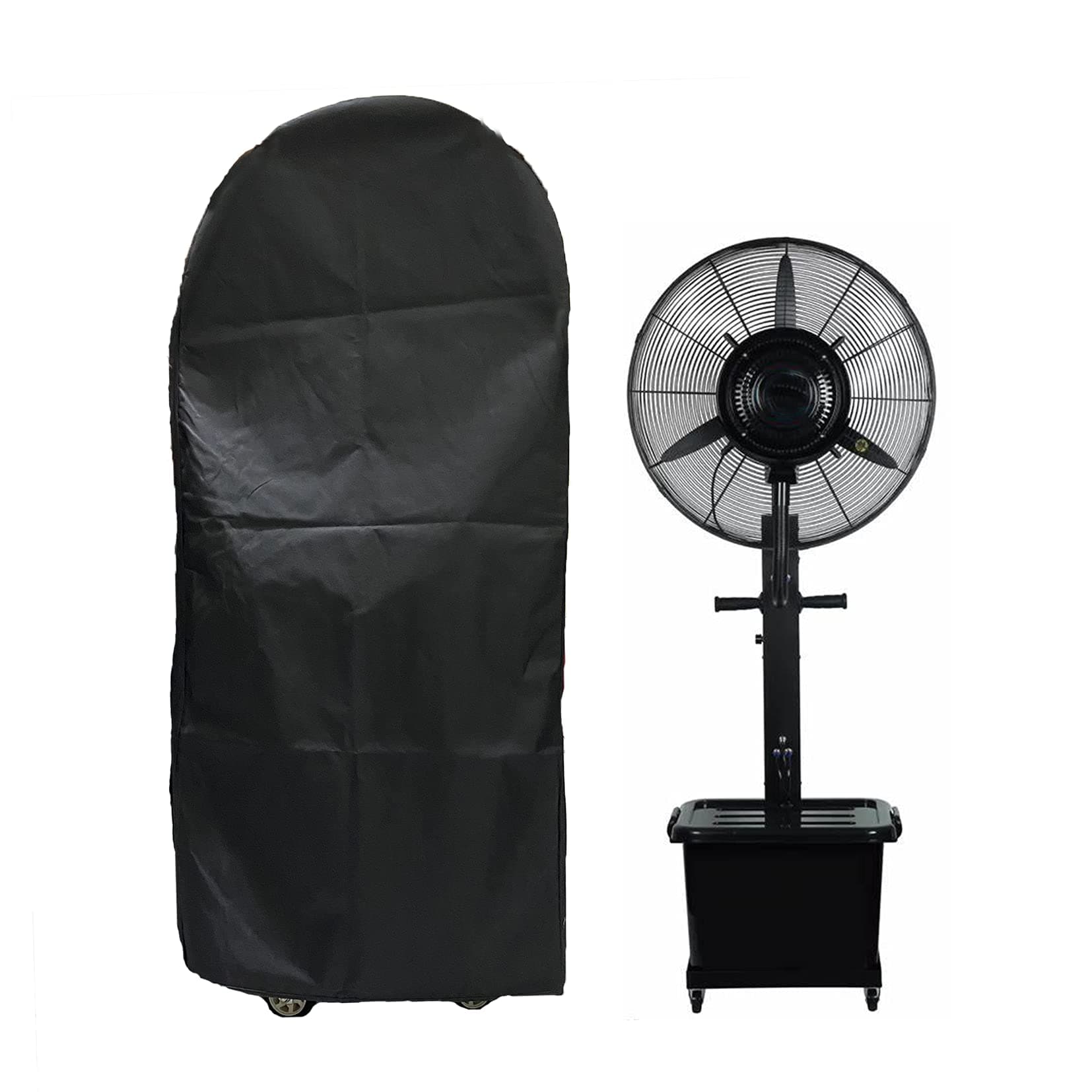 J&C Fan Cover 420D Misting Fan Cover Waterproof Spray Cooling Fan Cover Industrial Fan Dust Cover Outdoor Water Misting Fan Covers Patio Water Tank Electric Fans Case Heavy Duty Large (No Fan