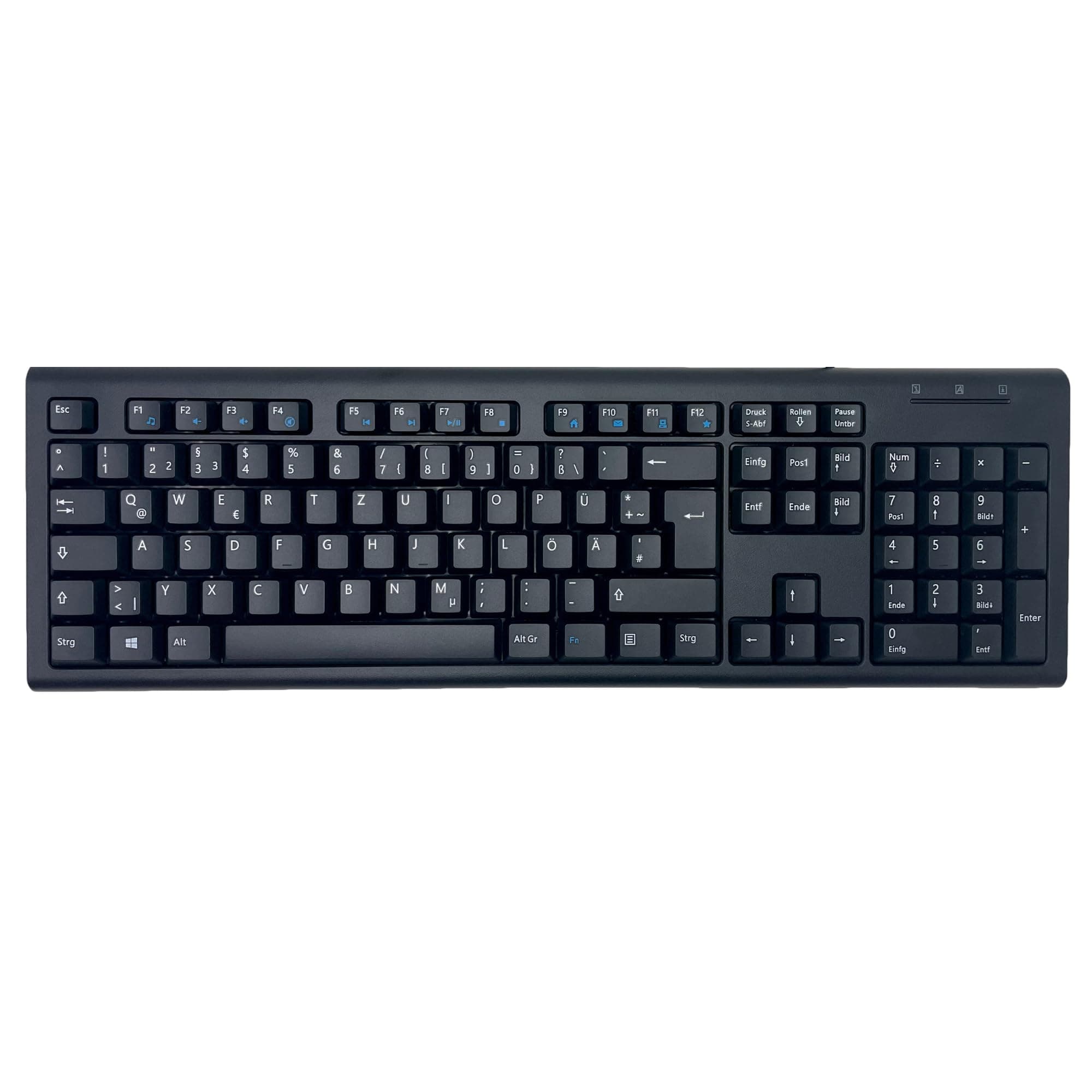 SolidTek Bilingual German English Black USB Wired Computer Keyboard