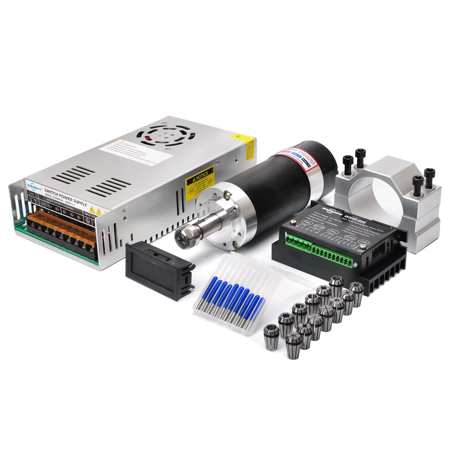 CNC Brushless Spindle Motor Kit, 500 W, ER11, 48 V DC, 12000 RPM