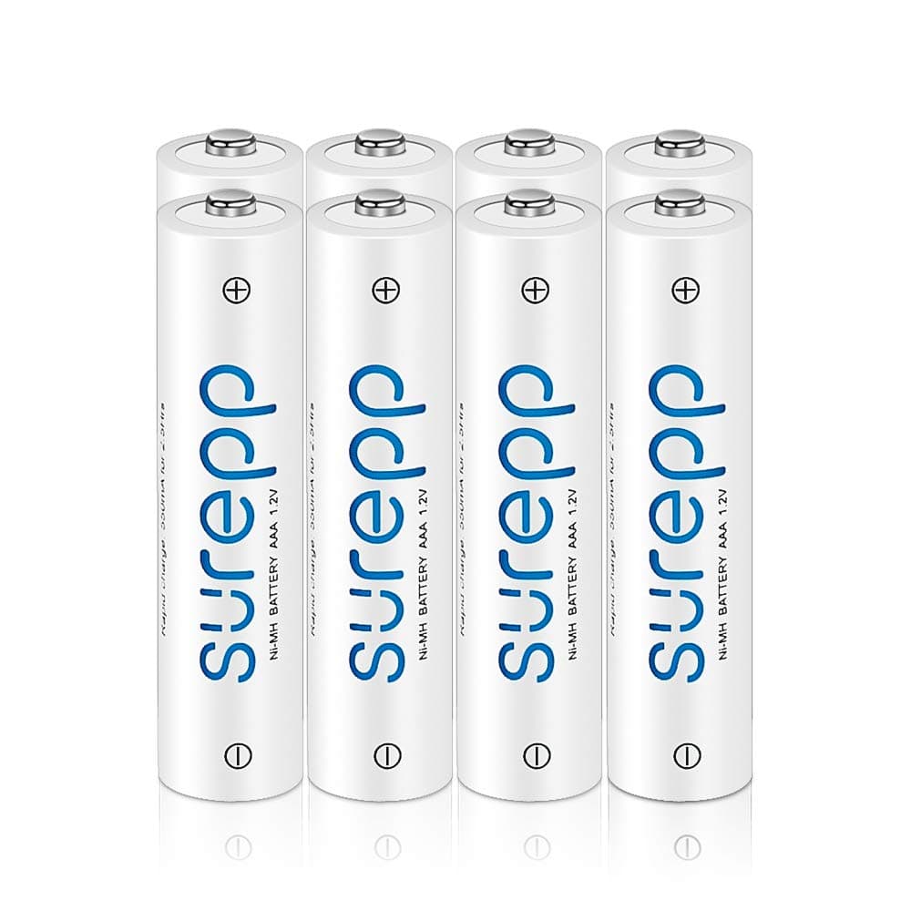 NeBatte 8x AAA 1100mAh 1.2V Ni-MH Rechargeable Batteries 8 Pack High Capacity Low Self Discharge 1200 Cycles with 2 Storage Case