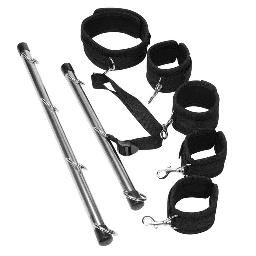 Luxilinge Pavian Spreader Bar Set Yoga Trainer Straps Kit Neck Hand Thigh Black