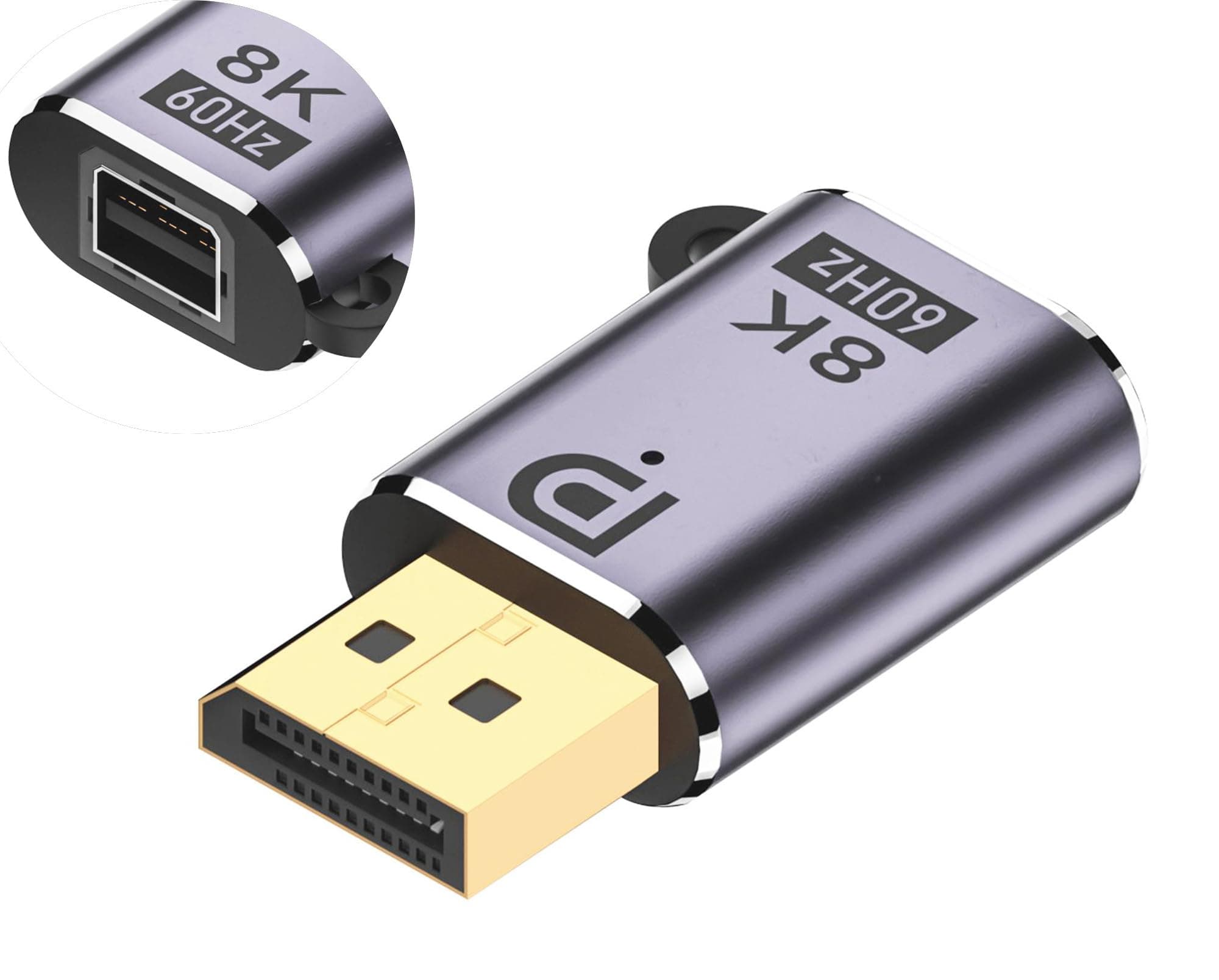 SHANFEILU DP to Mini DP Adapter Mini DisplayPort 1.4 Adapter 8K@60Hz DP Male to Mini DP Female Extend Connector with Hole and LED Indicator for Projector Laptop HDTV Monitor