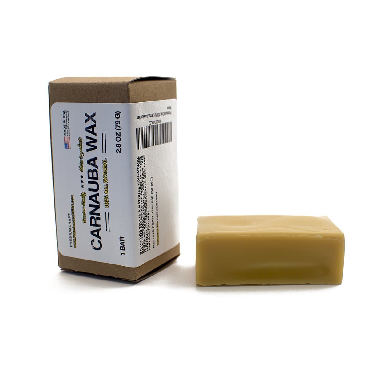 100% Carnauba Wax Bar - 3.1" x 1.8" x 1.2"
