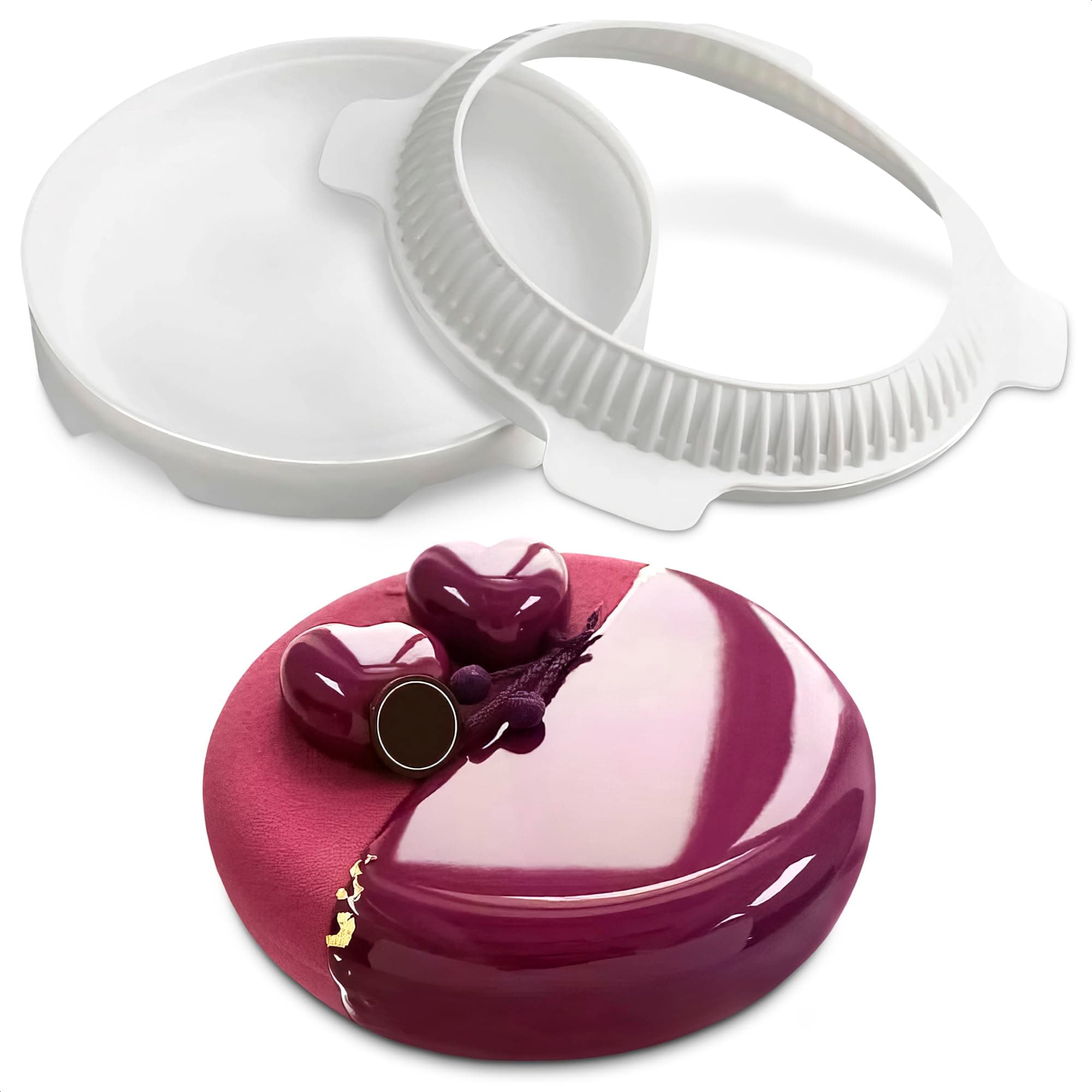 Entremet Mold - Easy Release 7.5" Round Mousse Cake Molds with Flexible Nonstick Silicone Design, 3D Shape for Smooth Soft Desserts - Dishwasher Safe | Cheesecake, Chocolate & Mirror Glaze Cake Making