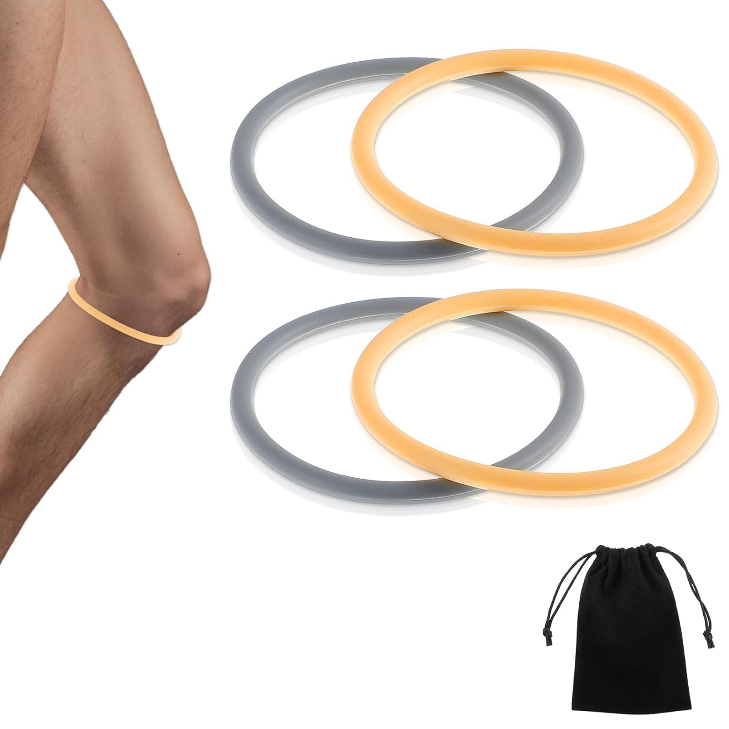 4Pcs Knee Strap Patella Tendon Support, Silicone Patella Fine Bands for Knee Pain, Elastic Patellar Knee Brace Strap Fixed Knee Stabilizer Rings for Basketball Running Soccer Hiking Jumpers
