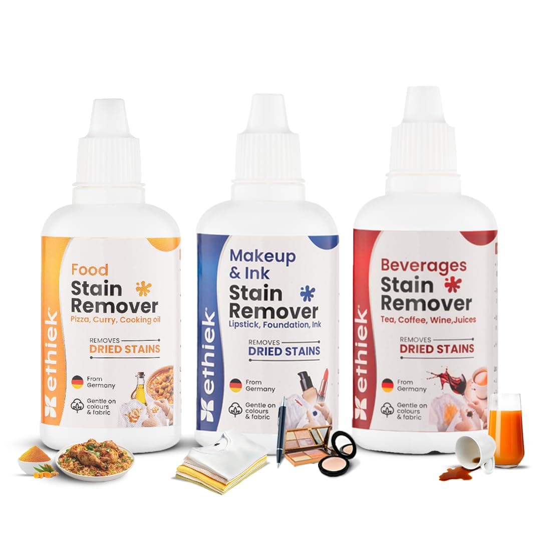 Stain Removal Specialist Kit for Clothes | Removes Food, Ink & Makeup Stains (Haldi, Chutney, Curry, Coffee, Pen, Lipstick) | Set of 3 × 50ml