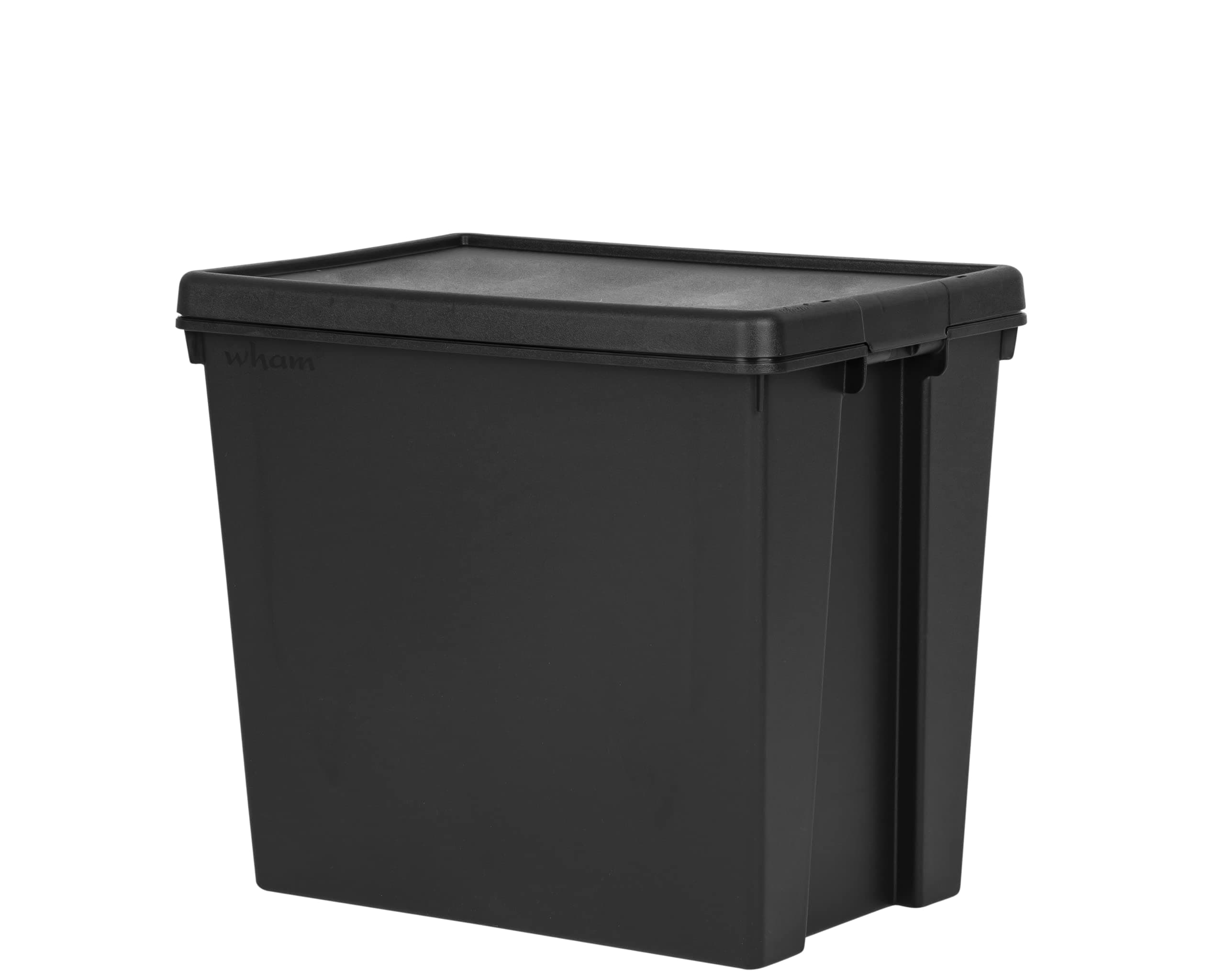 92L Plastic Black Bam With Lid | Heavy Duty Recycled Storage Box Stackable and Nestable Storage Containers- Made In Uk