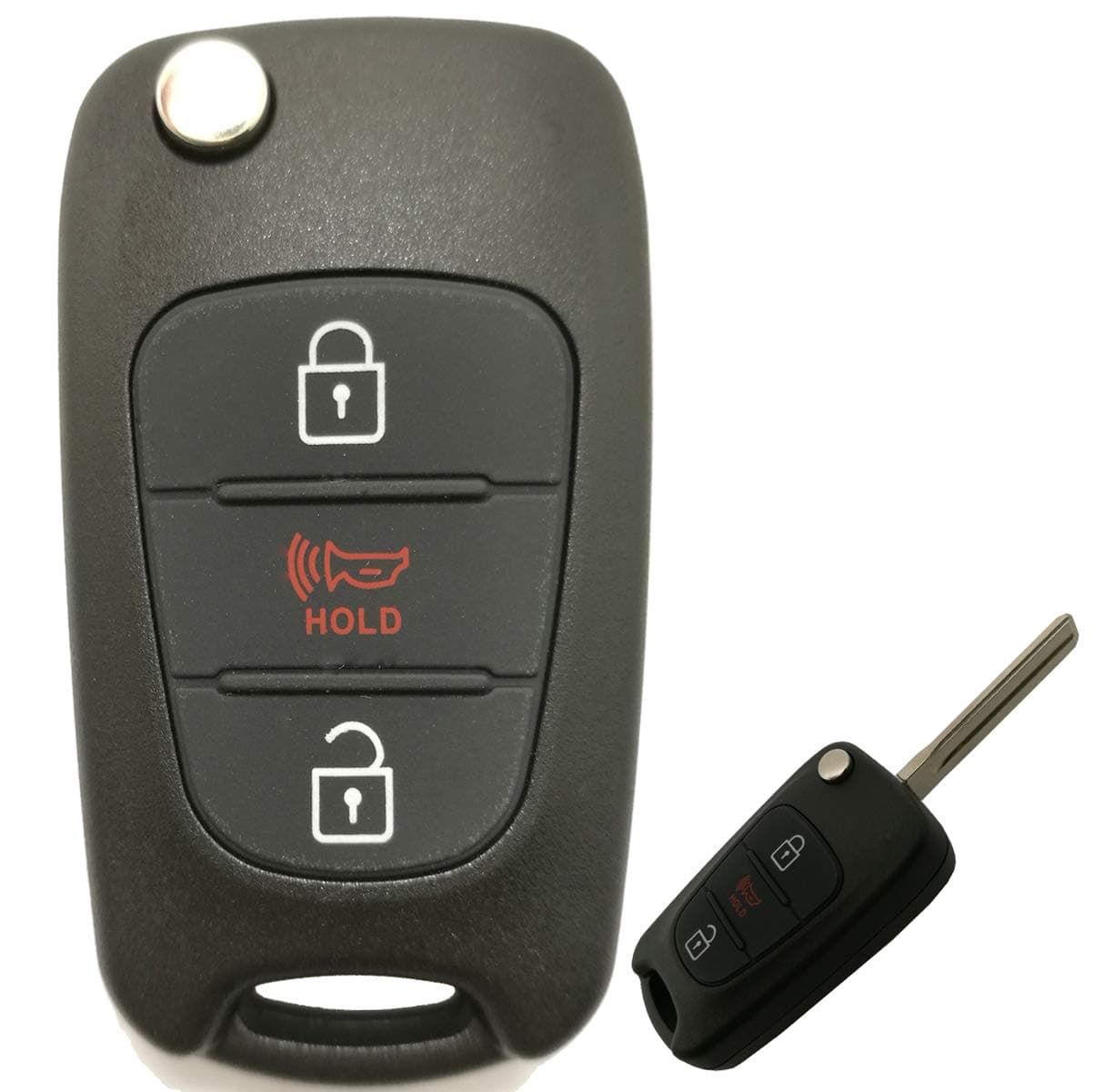 Replacement Key Fob Shell Case Fit for Kia Soul Rio 3 Buttons Flip Folding Keyless Entry Remote Key Fob Cover Housing with Uncut Blade Blank