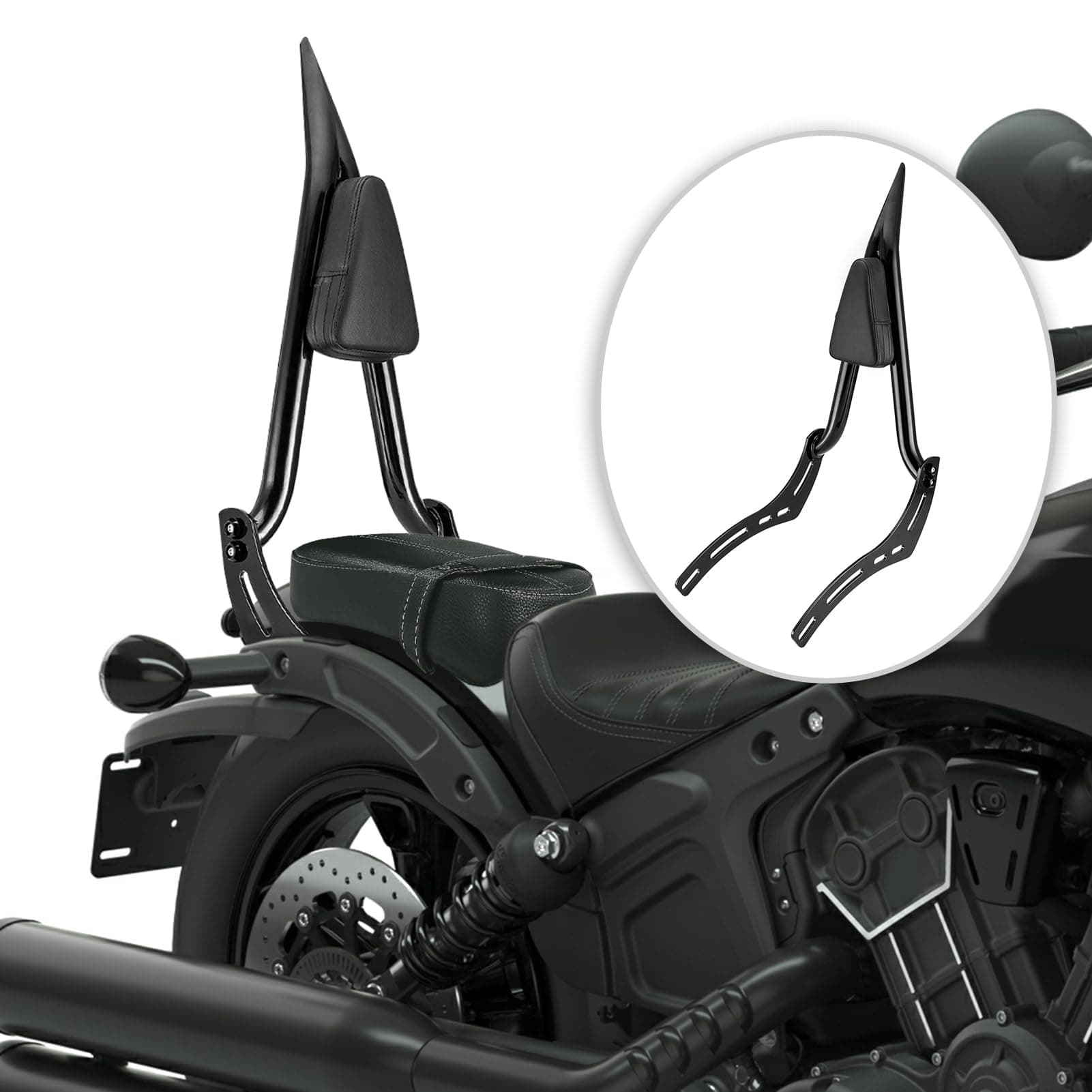 Mofun 24" Tall Passenger Backrest Sissy Bar Compatible with Indian Scout Bobber Twenty Sixty 2020-2024, Rogue Sixty 2022-2024
