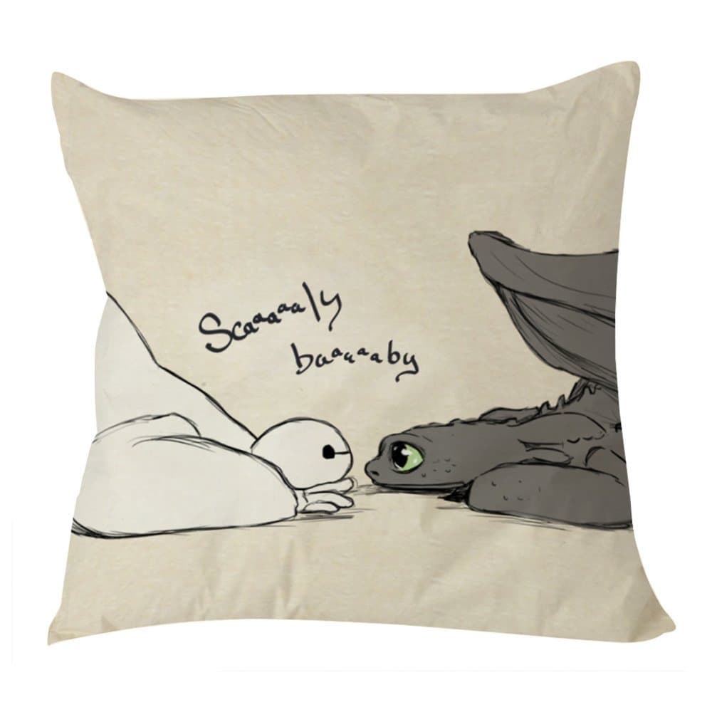 Baymax and Toothless Scaly Baby Pillow Case 18 x 18 inches