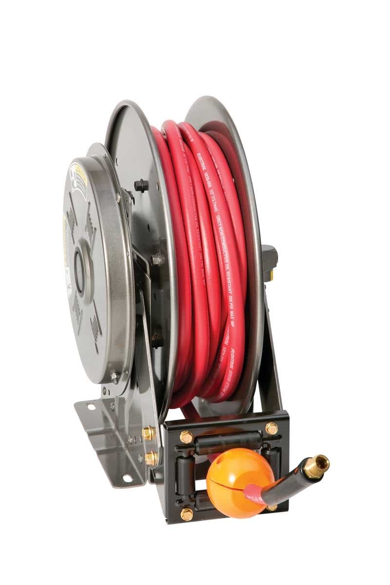 Hannay ReelsN716-16-17-10.5C Series N700 Spring Retractable Air Water Oil Hose Reel, 3/8" x 35' (300 PSI) AR-30 Hose + HS-35 Hose Stop Installed, Heavy Gauge Steel Graphite Color Paint, Made in USA