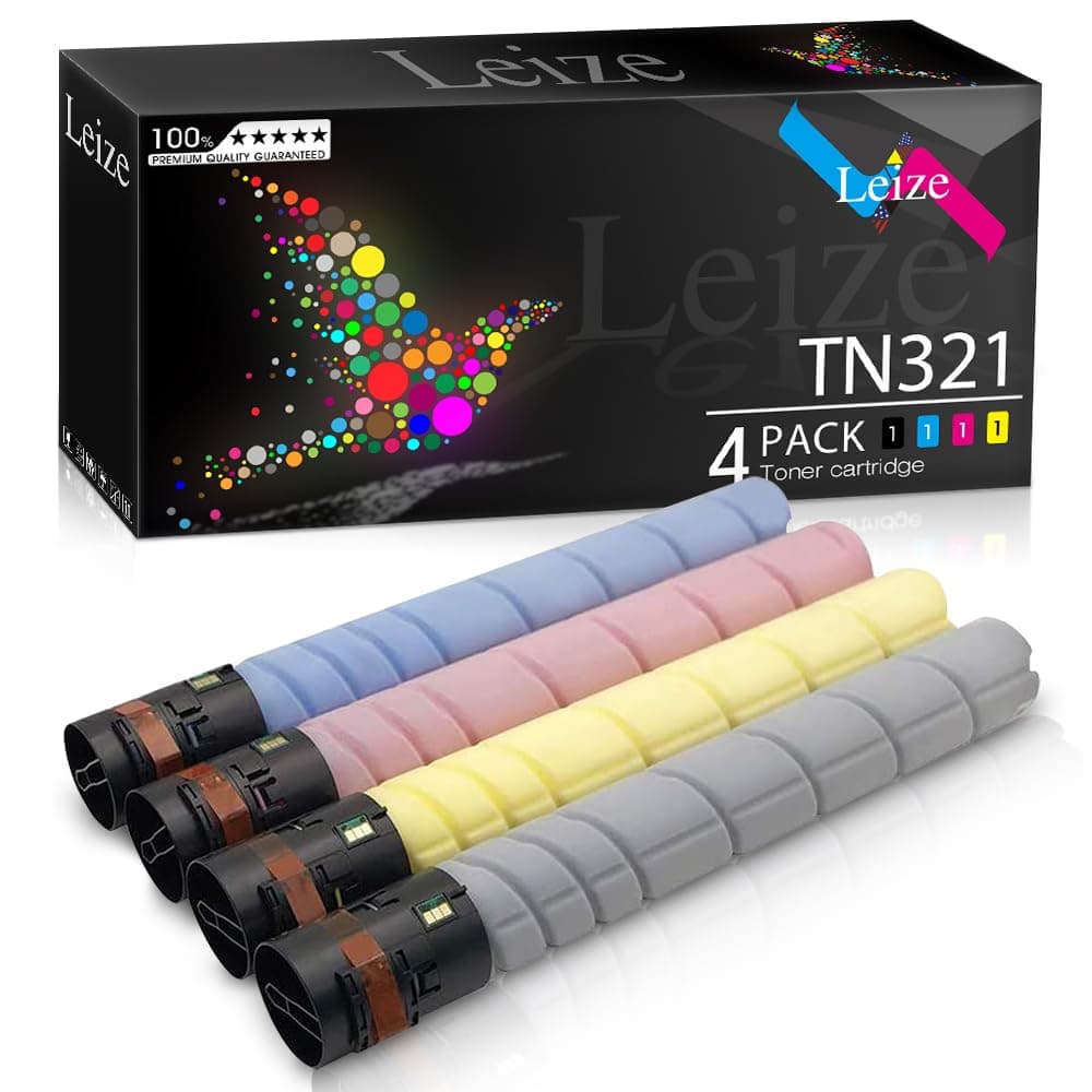 Leize TN321 TN-321 Toner Cartridge Replacement for Konica Minolta Bizhub TN321 C224e C364e C284e C224 C284 C364 C7822 C7828 Series Printers Ink (KCMY, 4-Pack)