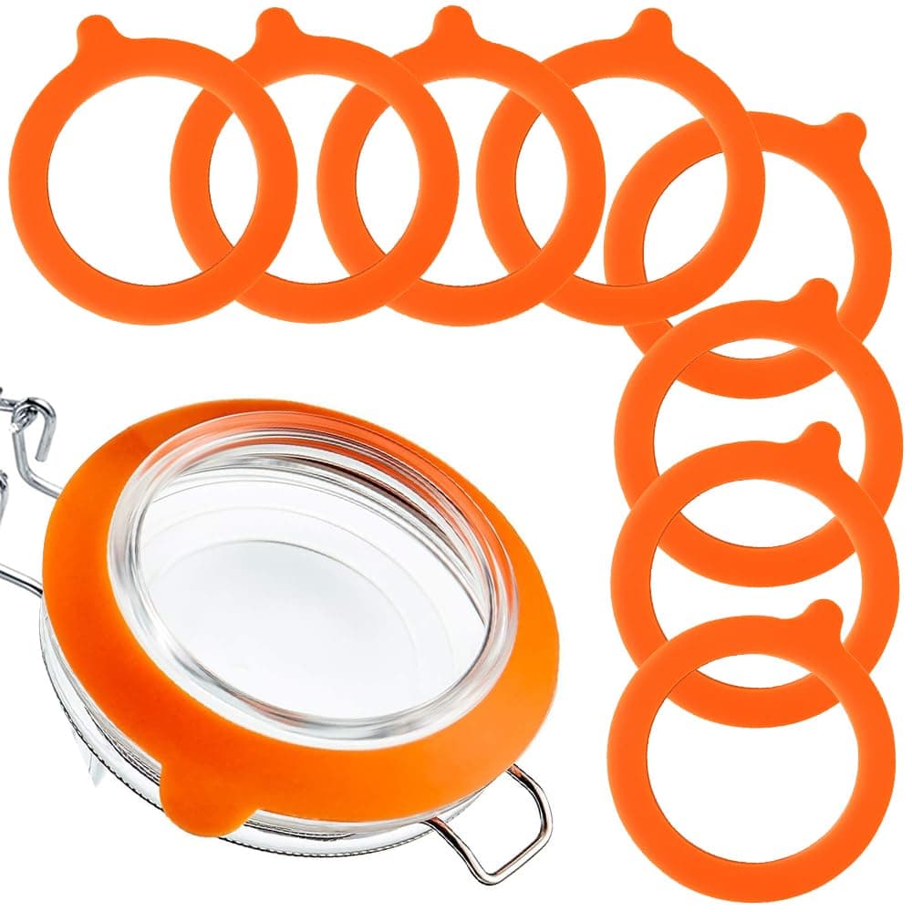 8pcs 3.75" Silicone Jar Gaskets Silicone Gasket, Leak Proof Jar Seal Accessories, Rubber Seals for Glass Jars, Suitable for Mason Jars Lids(Orange)