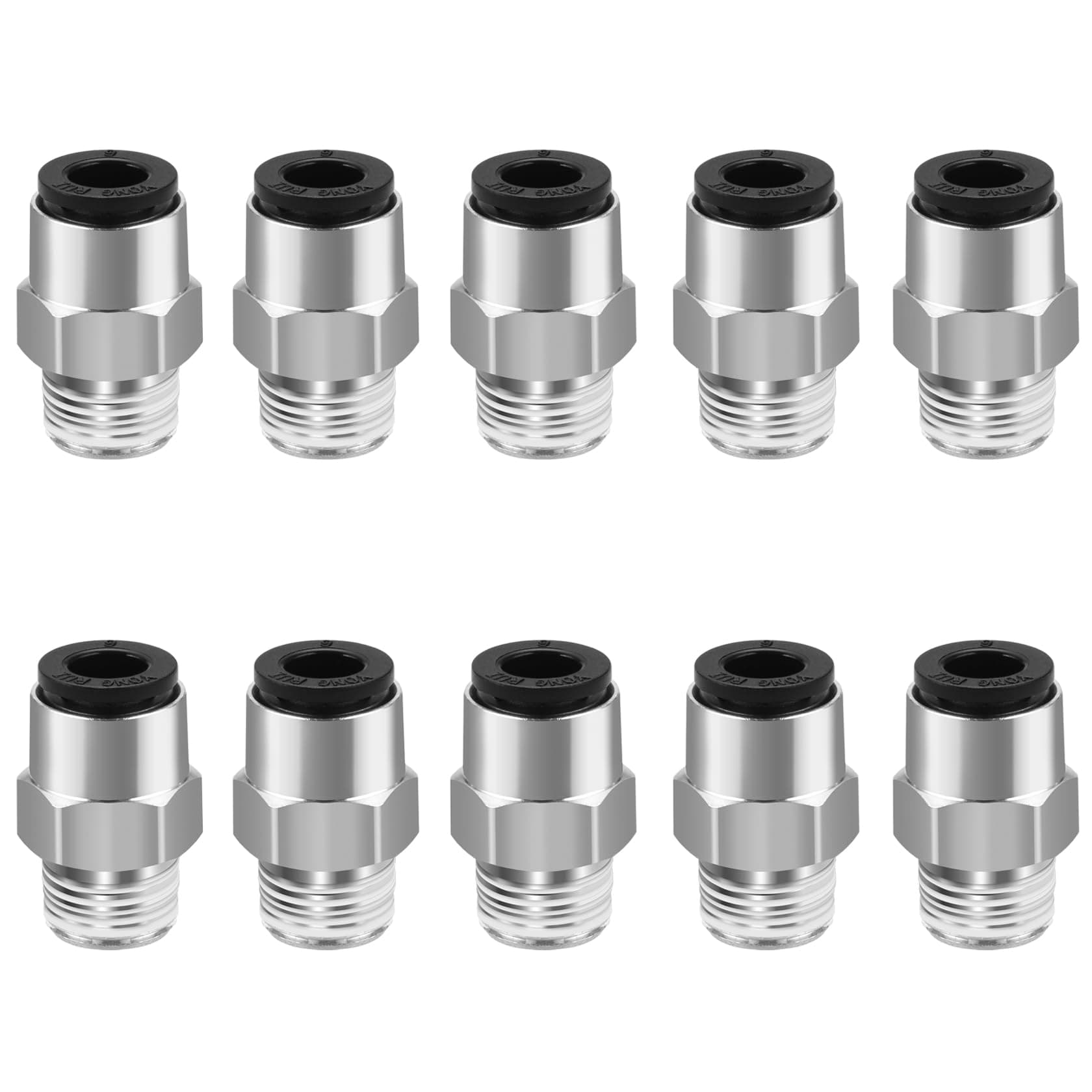 Straight Pneumatic Push to Quick Connect Fittings, PC6-01, PT1/8'' Male Thread Connector, 6mm Tube OD, 10PCS