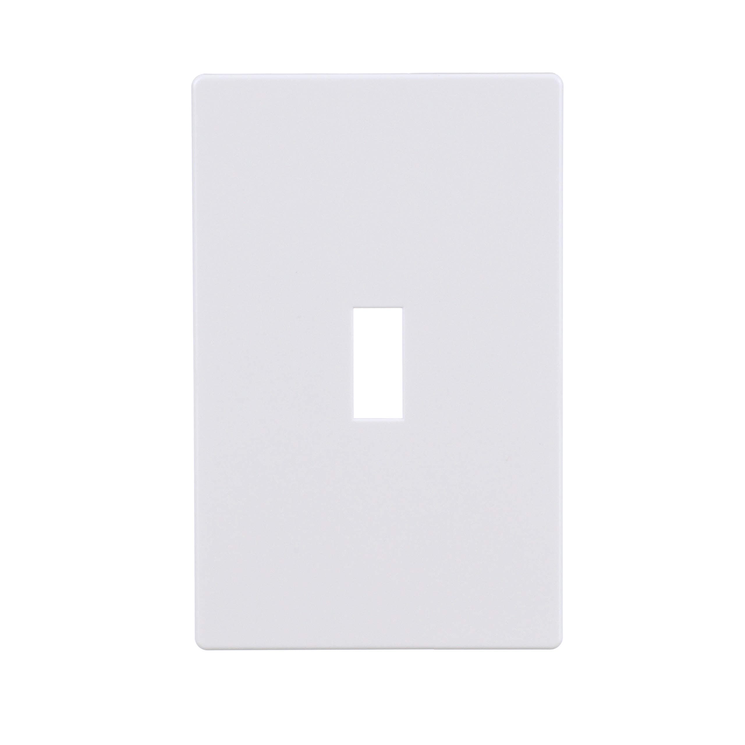 PJS1W Polycarbonate 1-Gang Screwless Toggle Mid Size Wall Plate, White