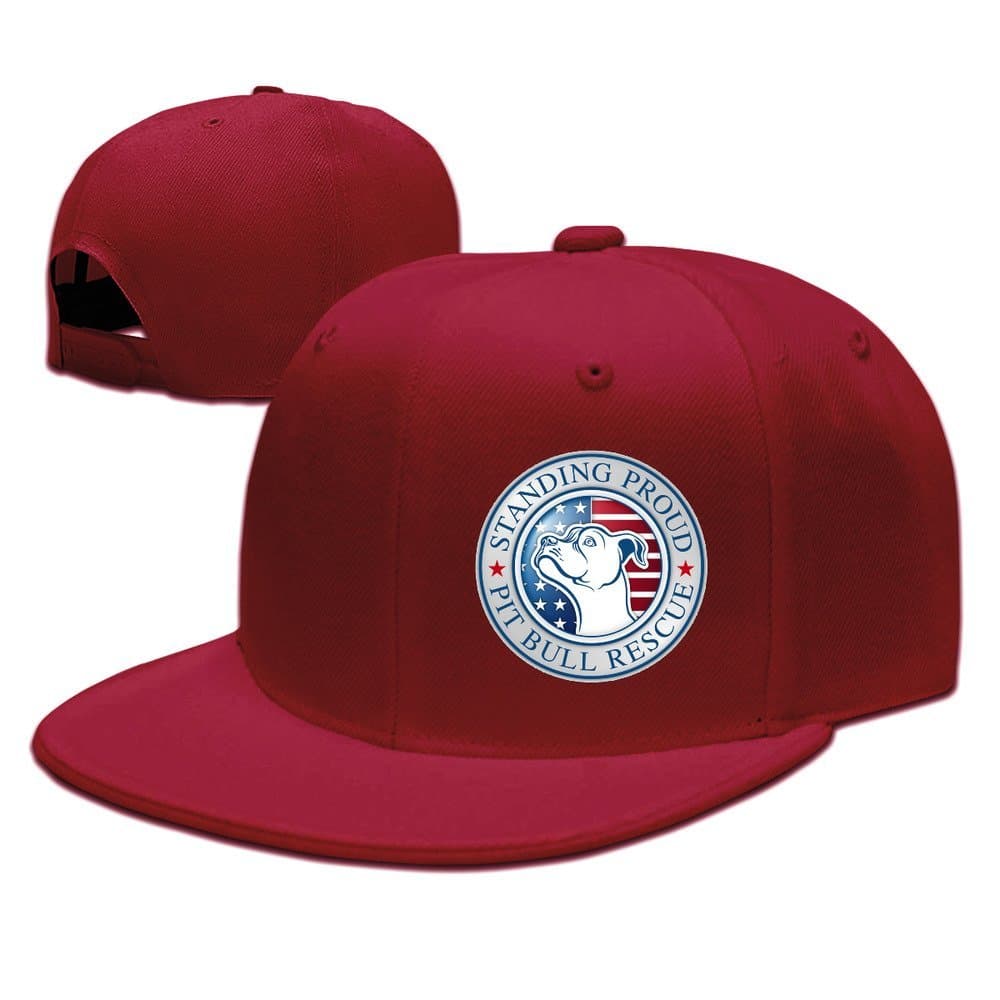 American Pitbull Standing Pround Snapback Hats Flat Bill Baseball Cap Red