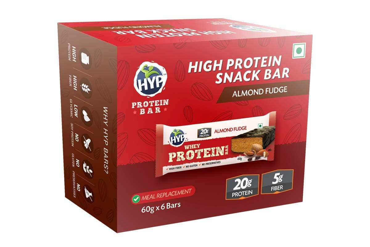 Meal Replacement Whey Protein Bar Pack of 6 (60g x 6) Almond Fudge