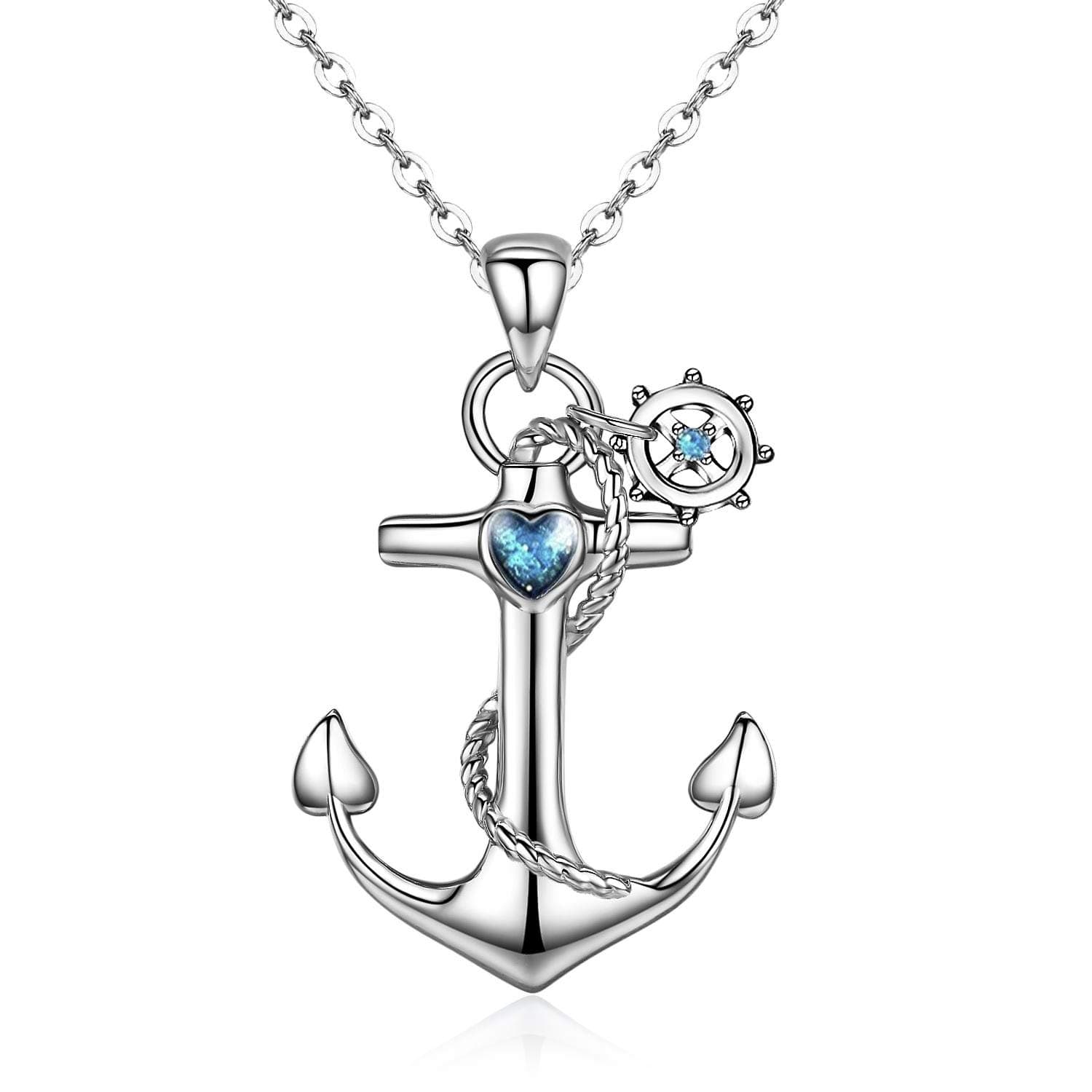 Anchor Necklace, Sterling Silver SailorI nspired Pendant Sailor Necklaces Nautical Maritime Jewelry Jewelry for Women Adjustable Chain Idea Gift for Sea Lovers Charming Ocean Themed Accessory for Every Occasion