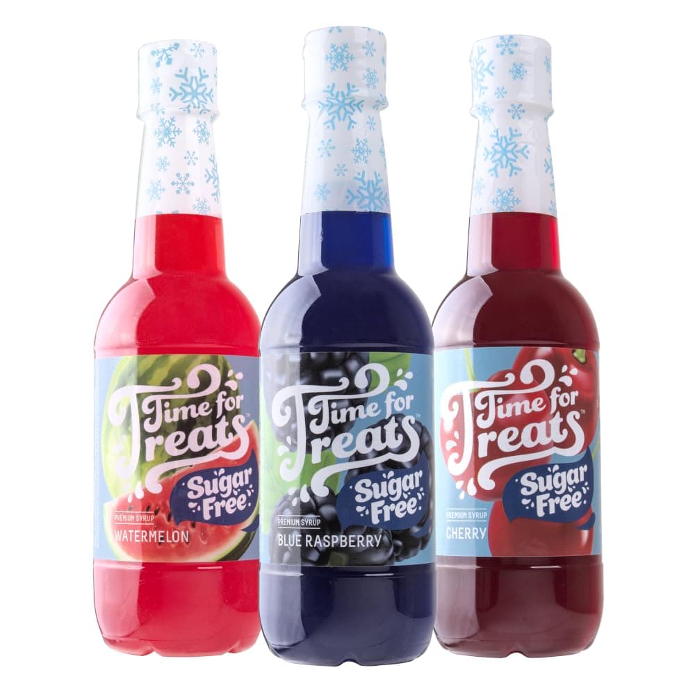 3-Pack Sugar Free Cherry, Blue Raspberry, Watermelon Syrup 16.9 Fluid Ounce Per Bottle for Snow Cones, Homemade Sodas, Cocktails, Coffee, Baking and More