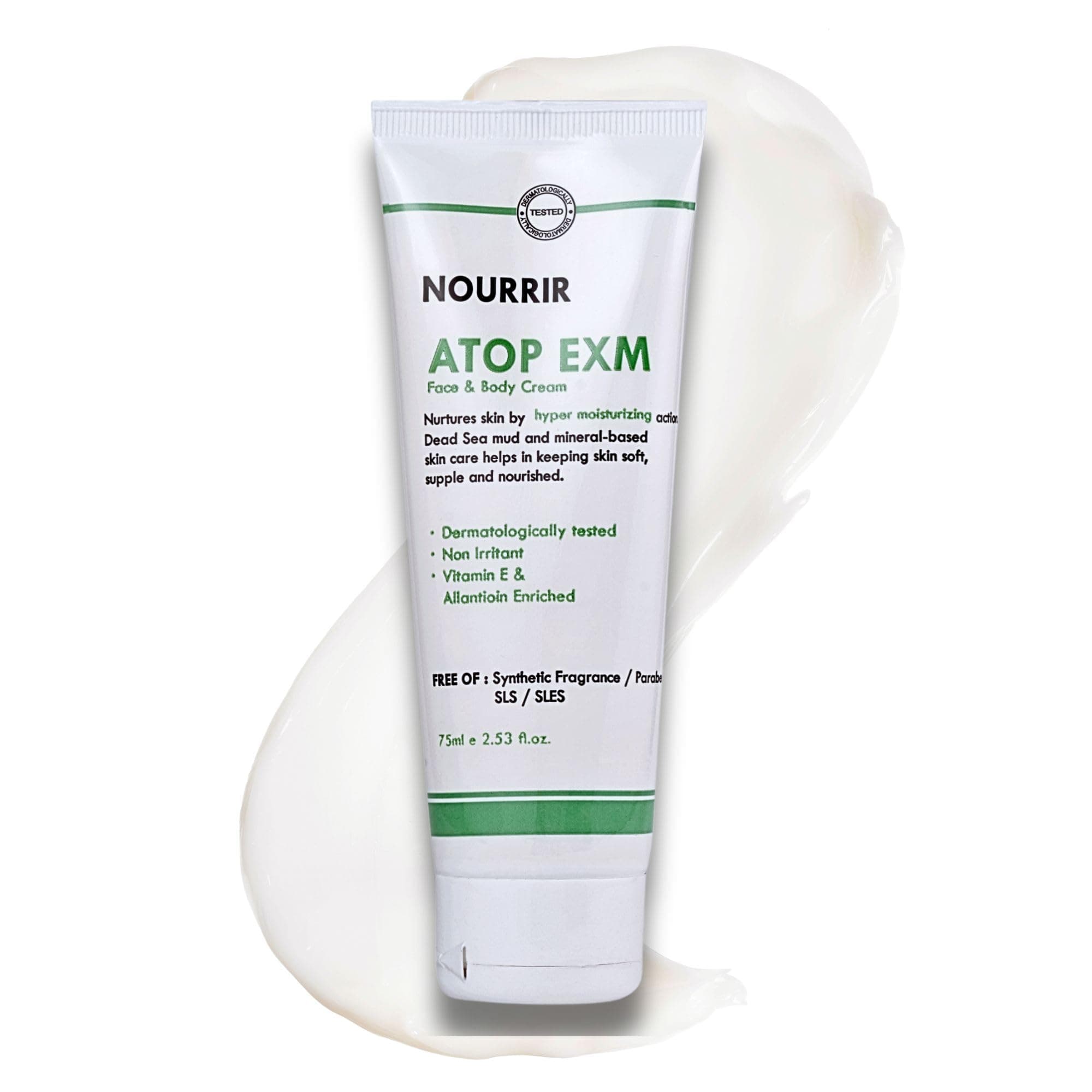 Atop Exm Hydration Cream - Soothes Sensitive Skin with Allantoin, Vitamin E & Dead Sea Minerals, Fragrance-Free, 75 ml